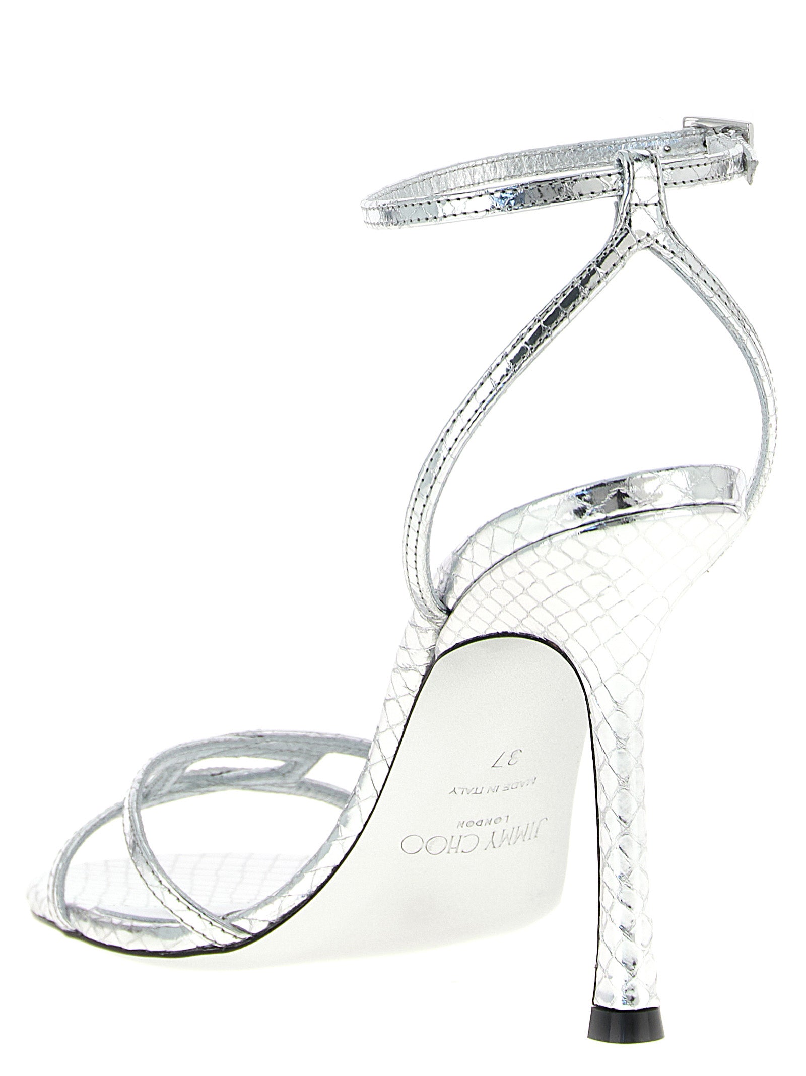 Jimmy Choo Silver Leather Stiletto Heel Sandals