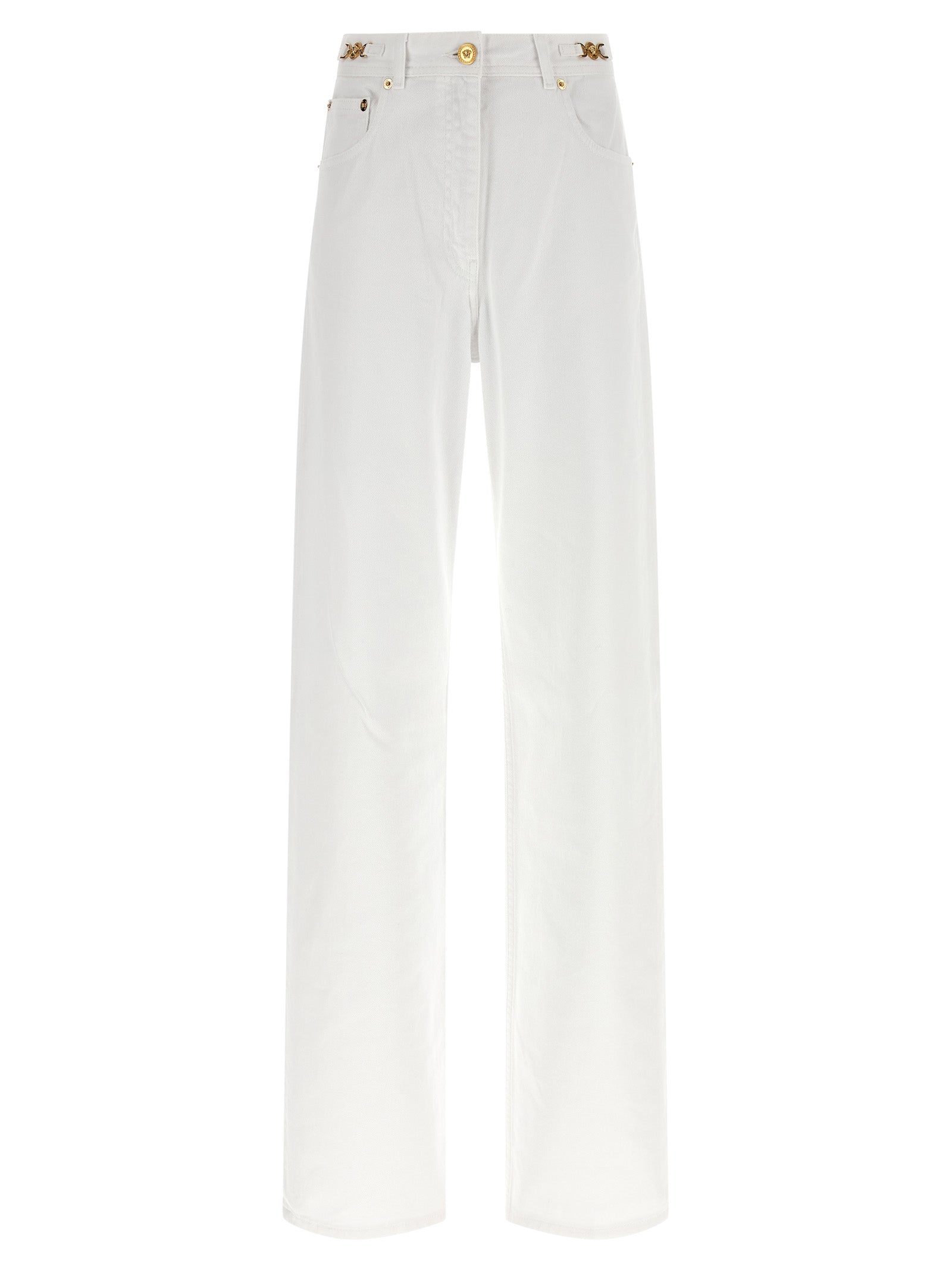 Versace White Cotton Straight-Leg Jeans