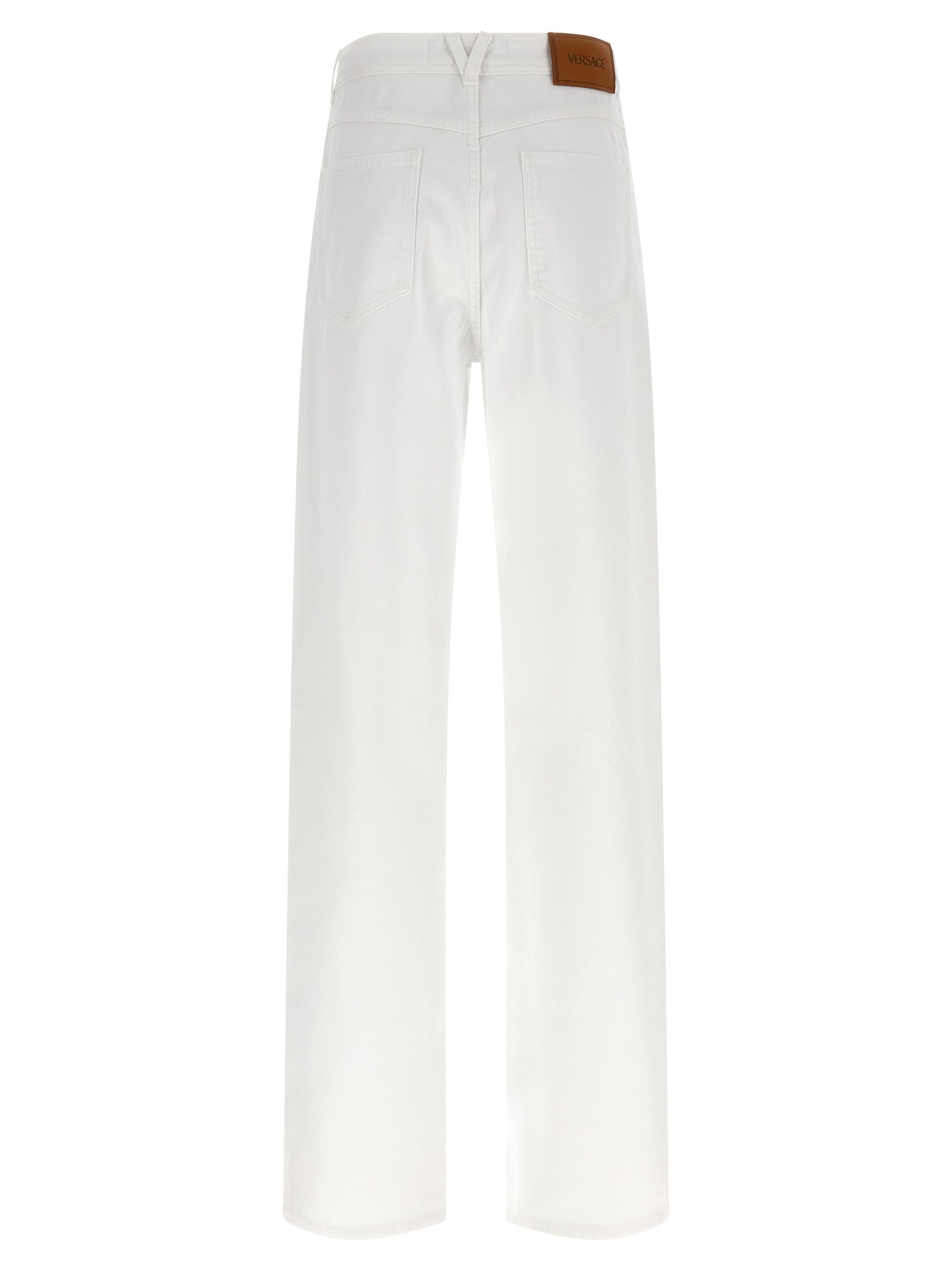 Versace White Cotton Straight-Leg Jeans
