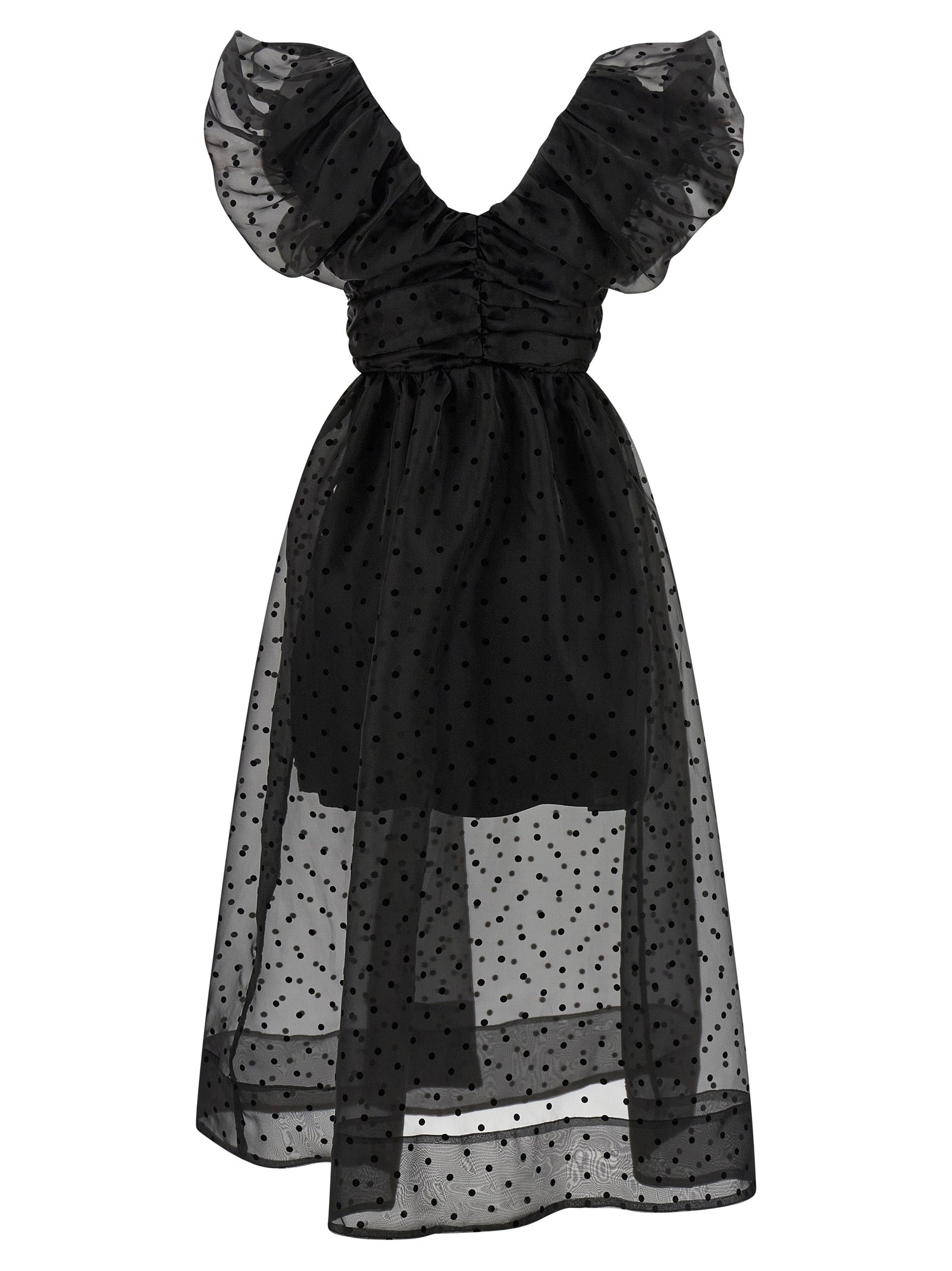Ganni Black Recycled Polyester Midi Dress