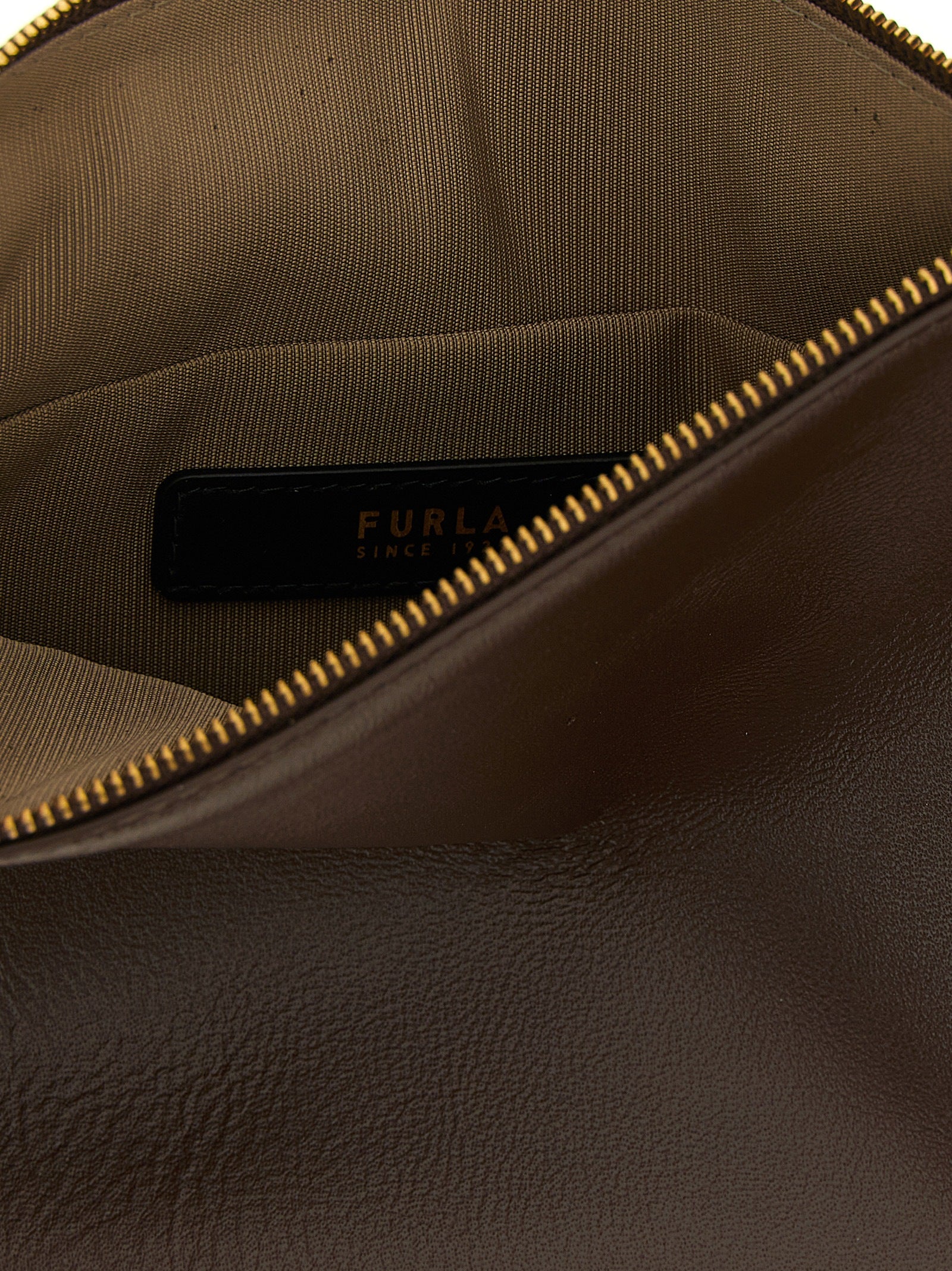 Furla Brown Lamb Leather Shoulder Bag