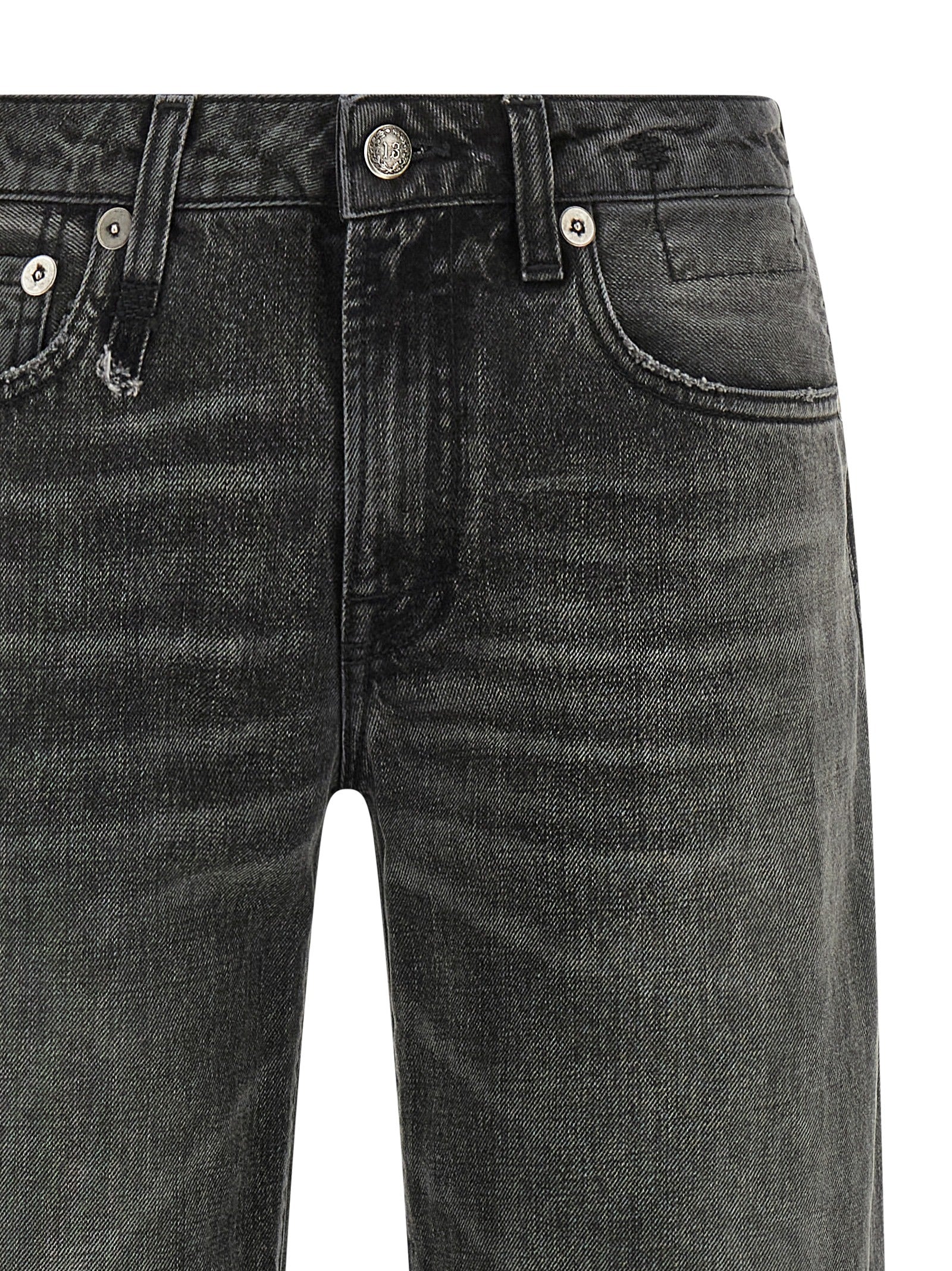 R13 Gray Cotton Straight-Leg Jeans
