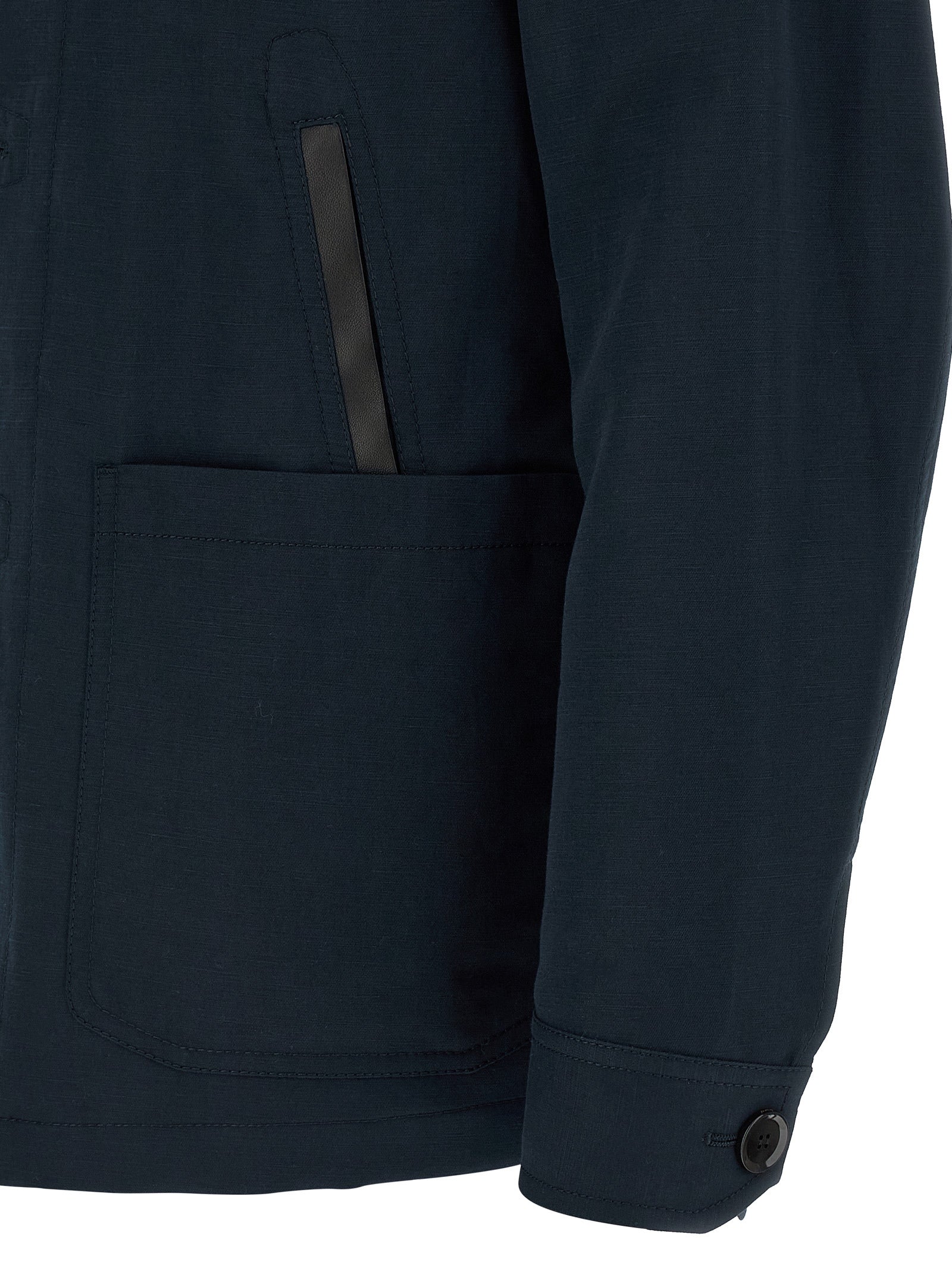 Brioni Blue Linen Full-Length Jacket
