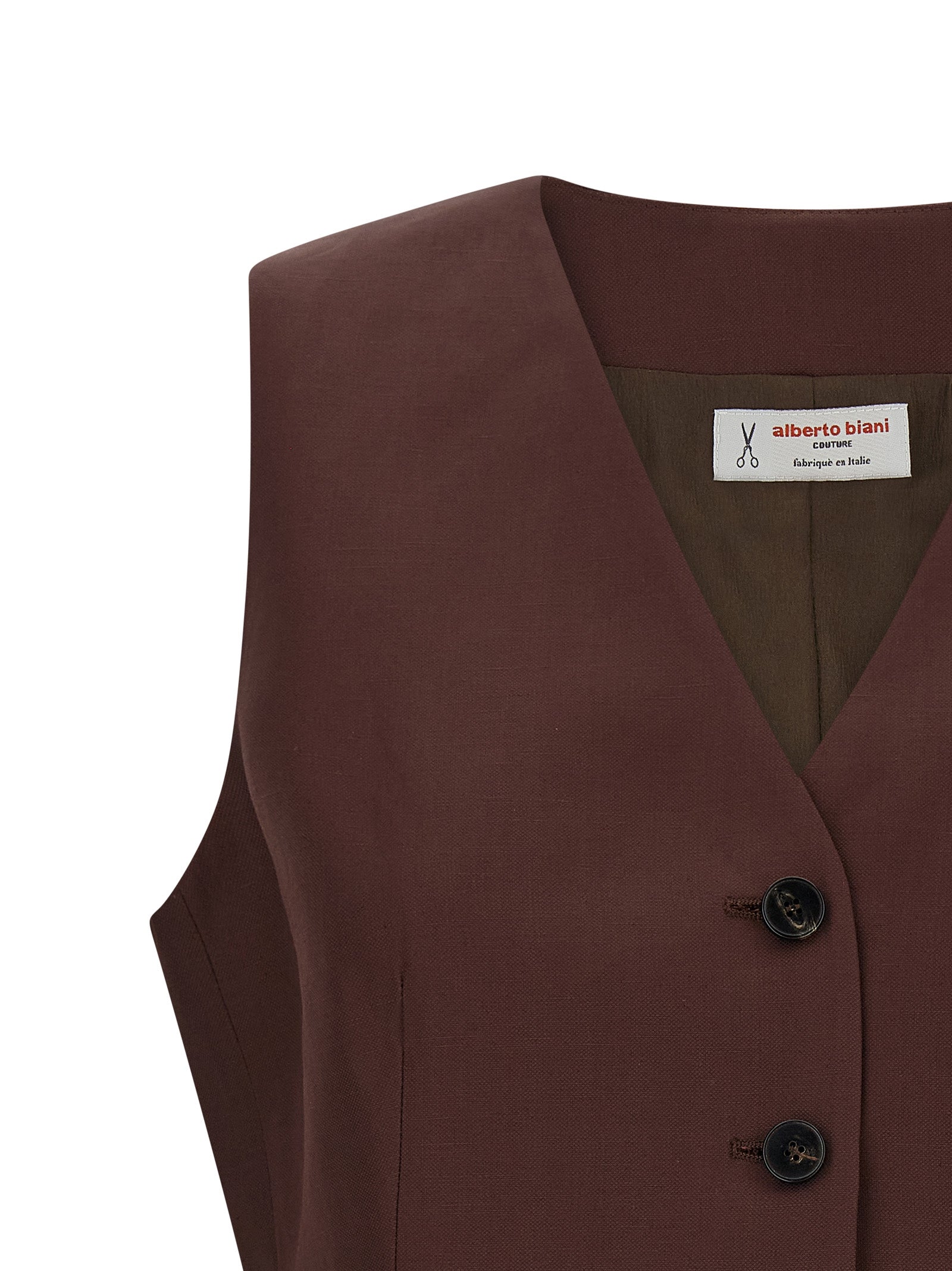 Alberto Biani Brown Viscose Sleeveless Jacket