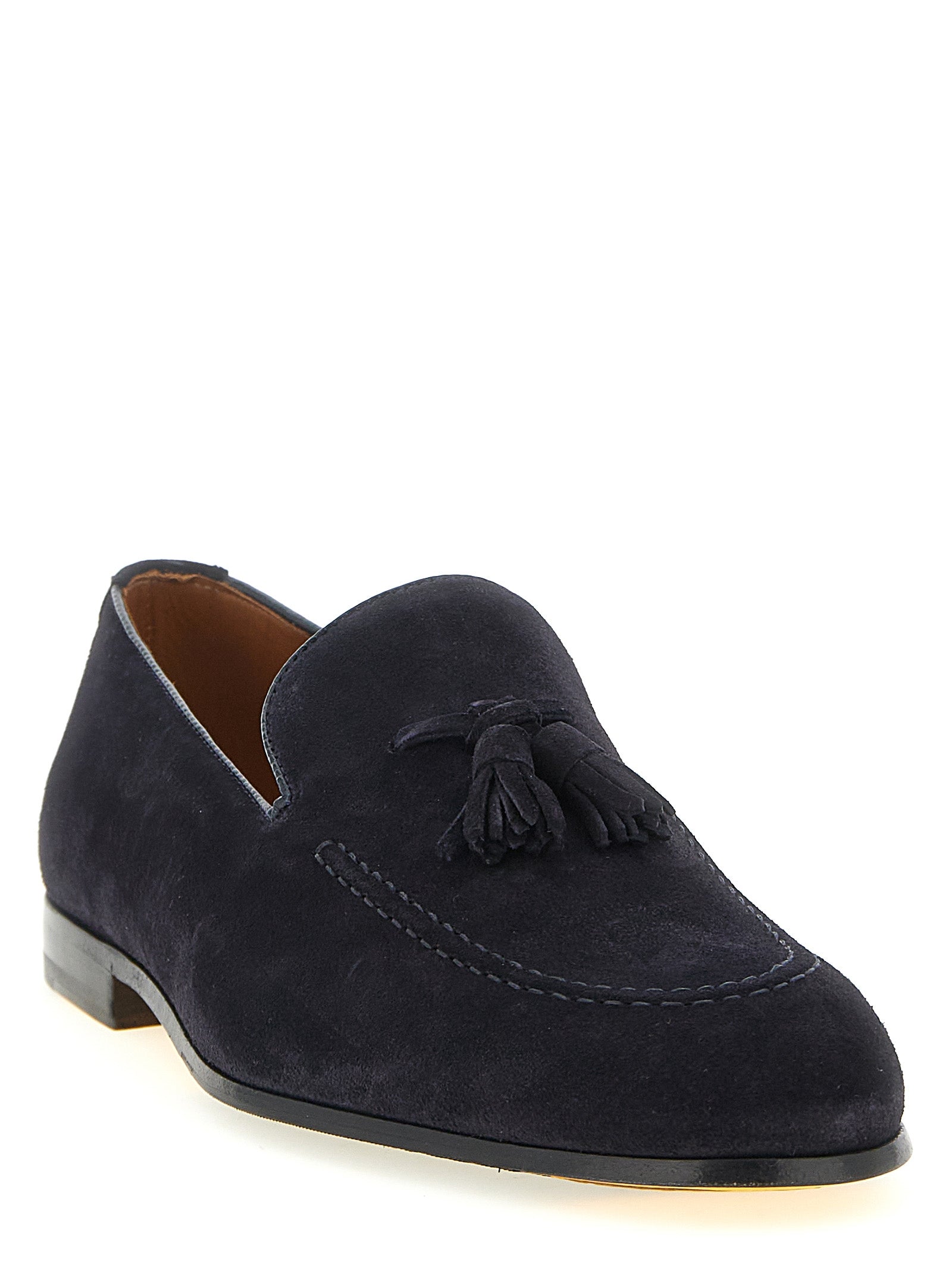 Doucal's Blue Calfskin Slip-On Loafers