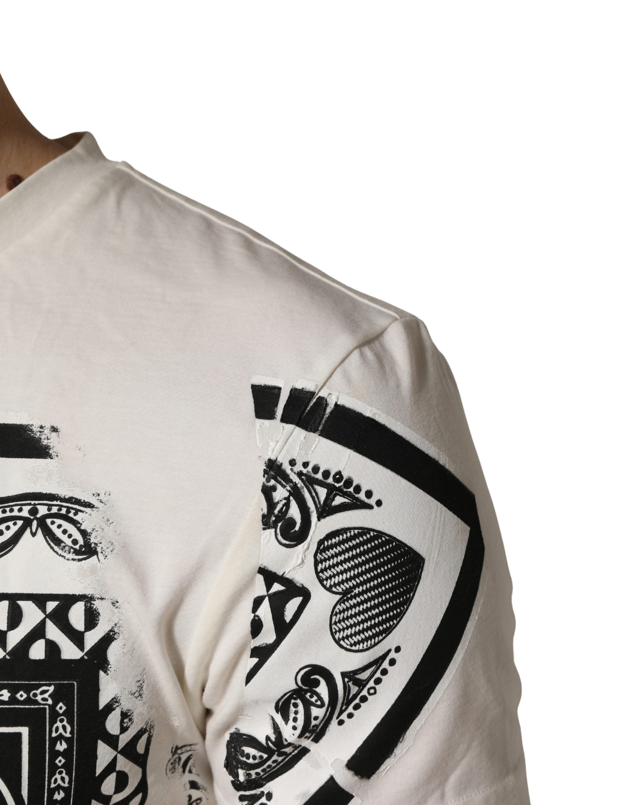 Dolce & Gabbana White Cotton Logo Bandana Print Men T-shirt