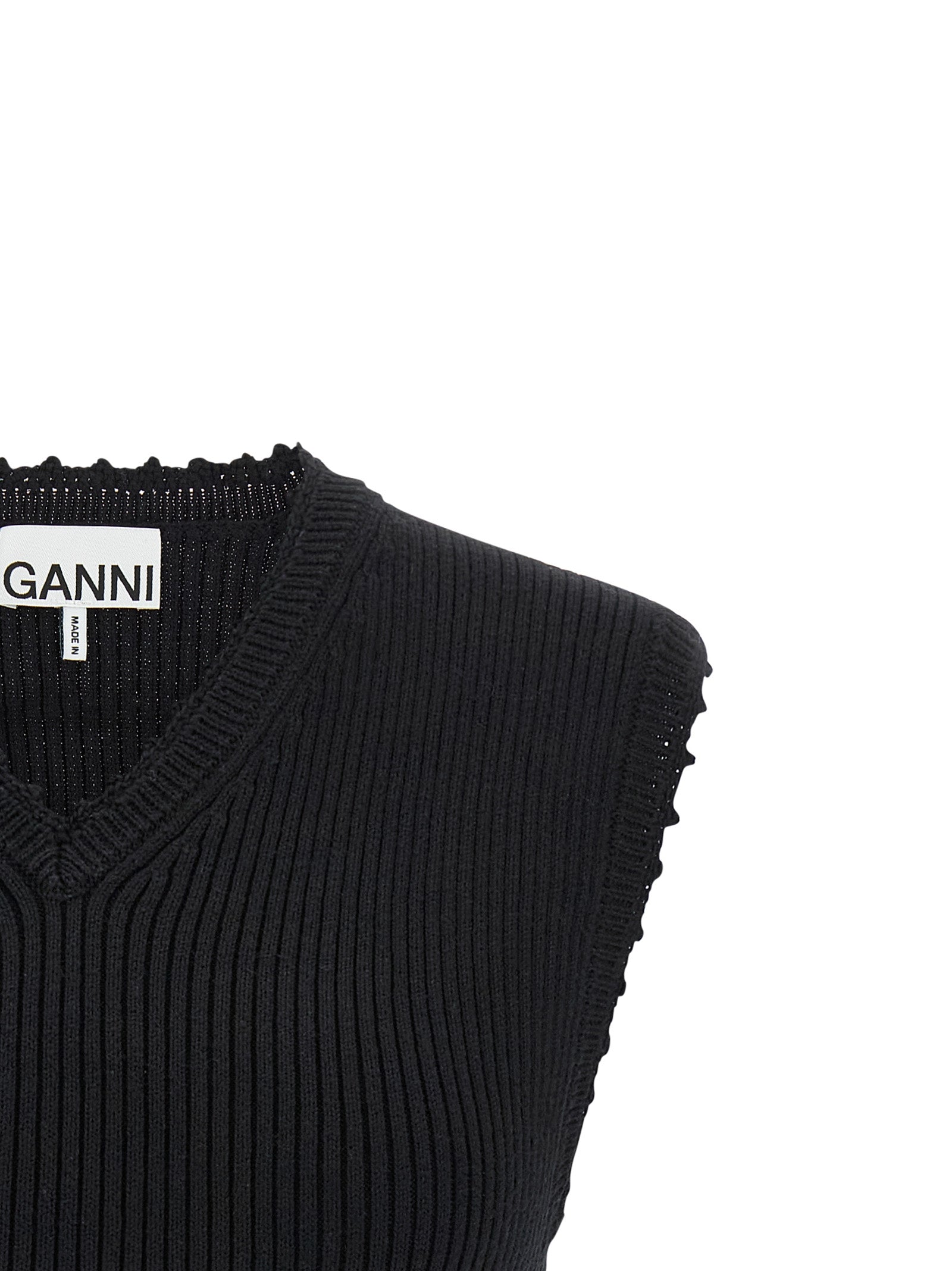 Ganni Black Organic Cotton Sleeveless Jacket