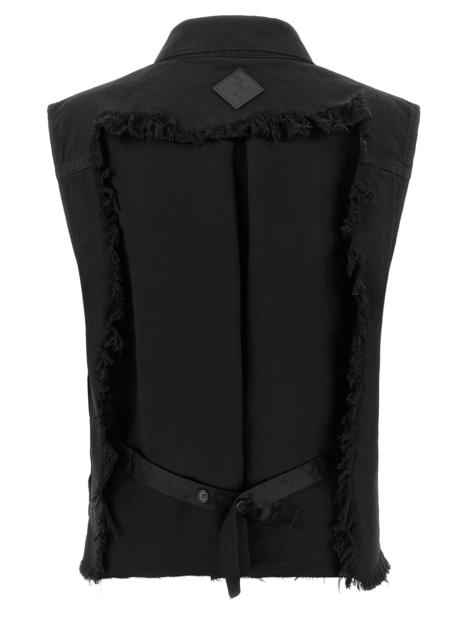 Haikure Black Cotton Sleeveless Jacket