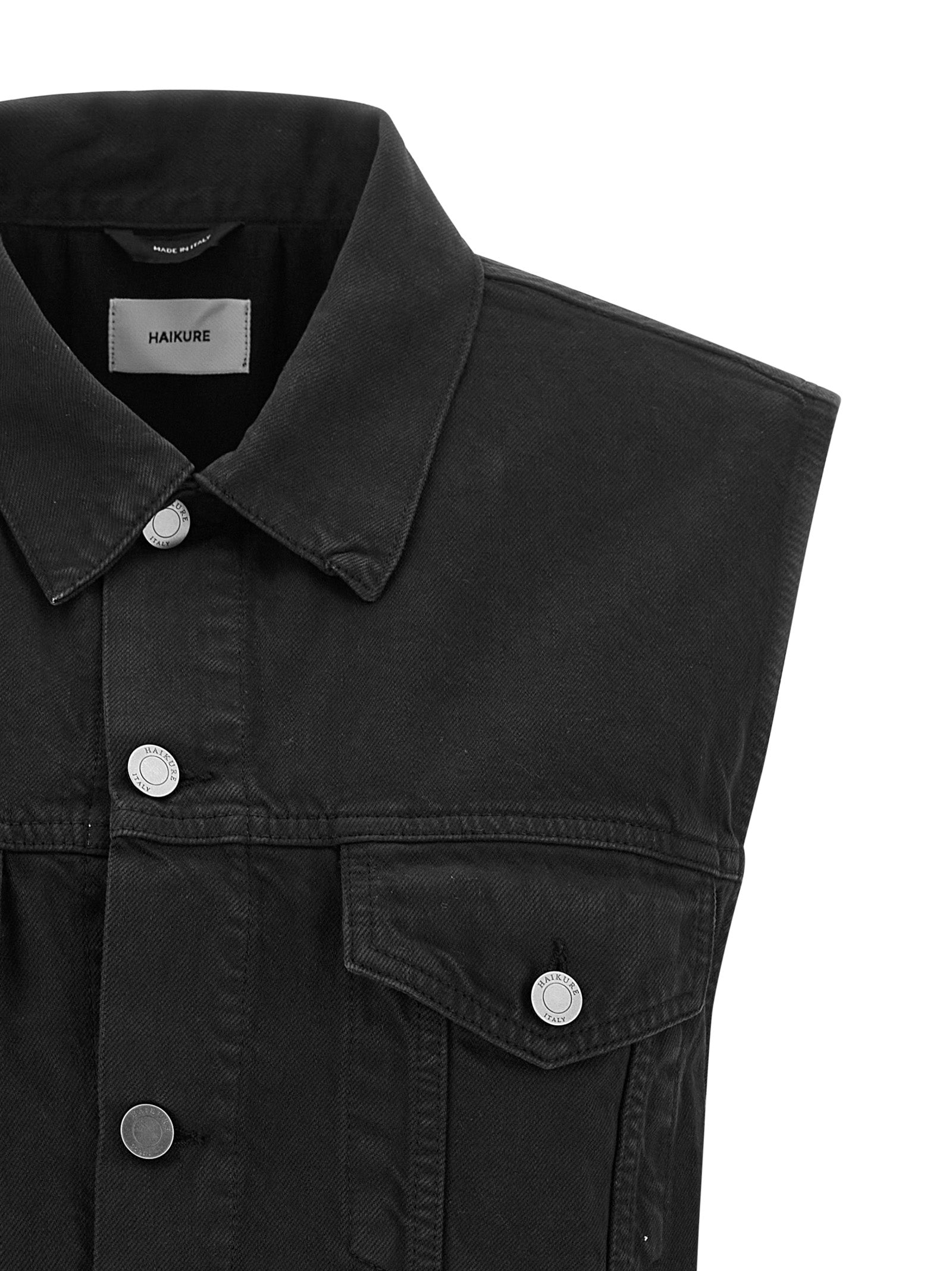 Haikure Black Cotton Sleeveless Jacket