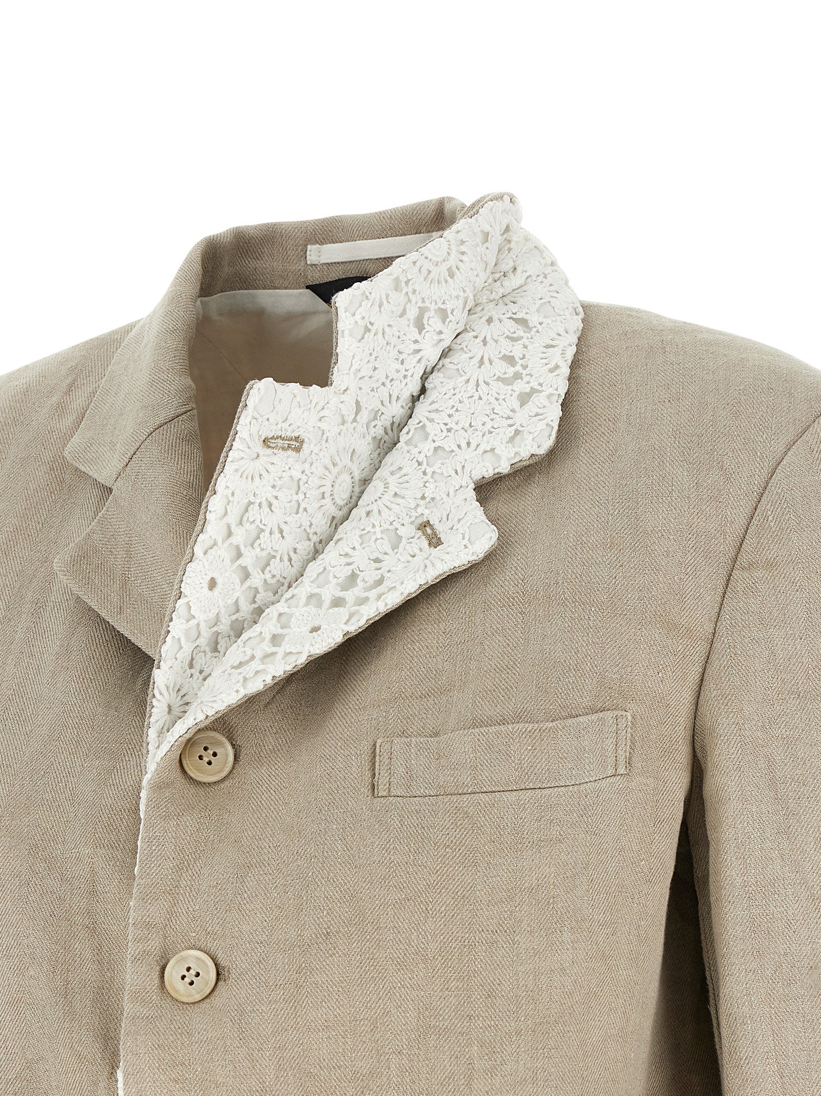 Comme Des Garçons Beige Linen Blazer