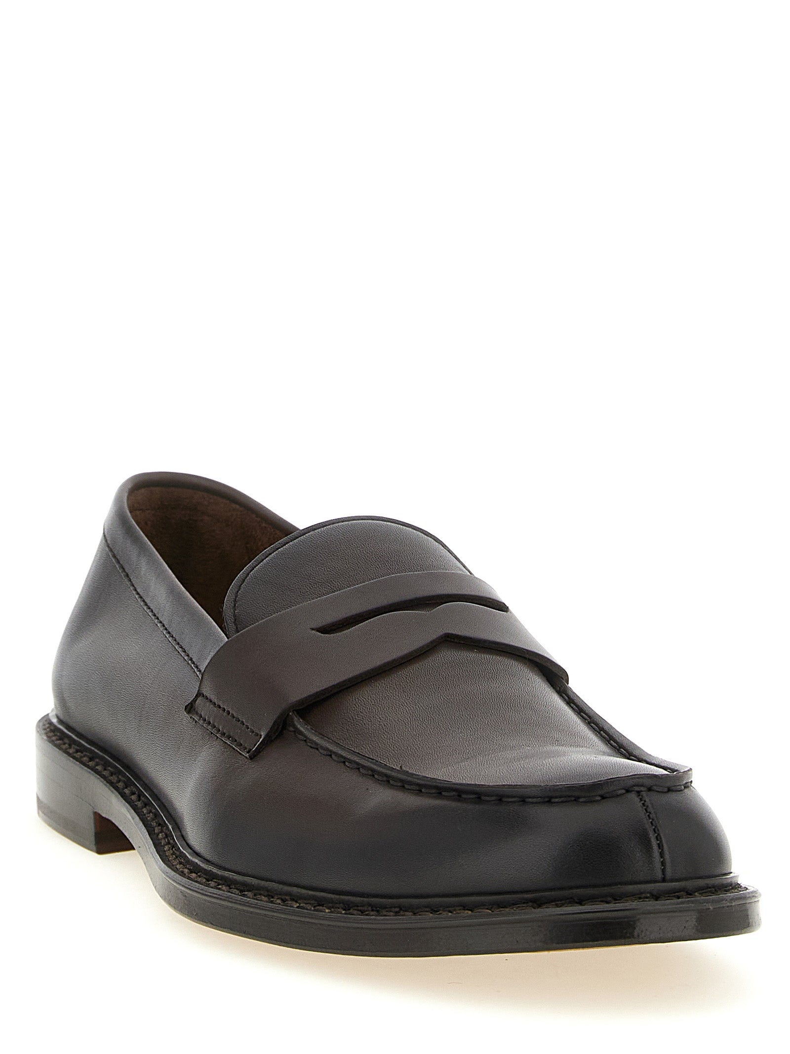 Doucal's Brown Calfskin Slip-On Loafers