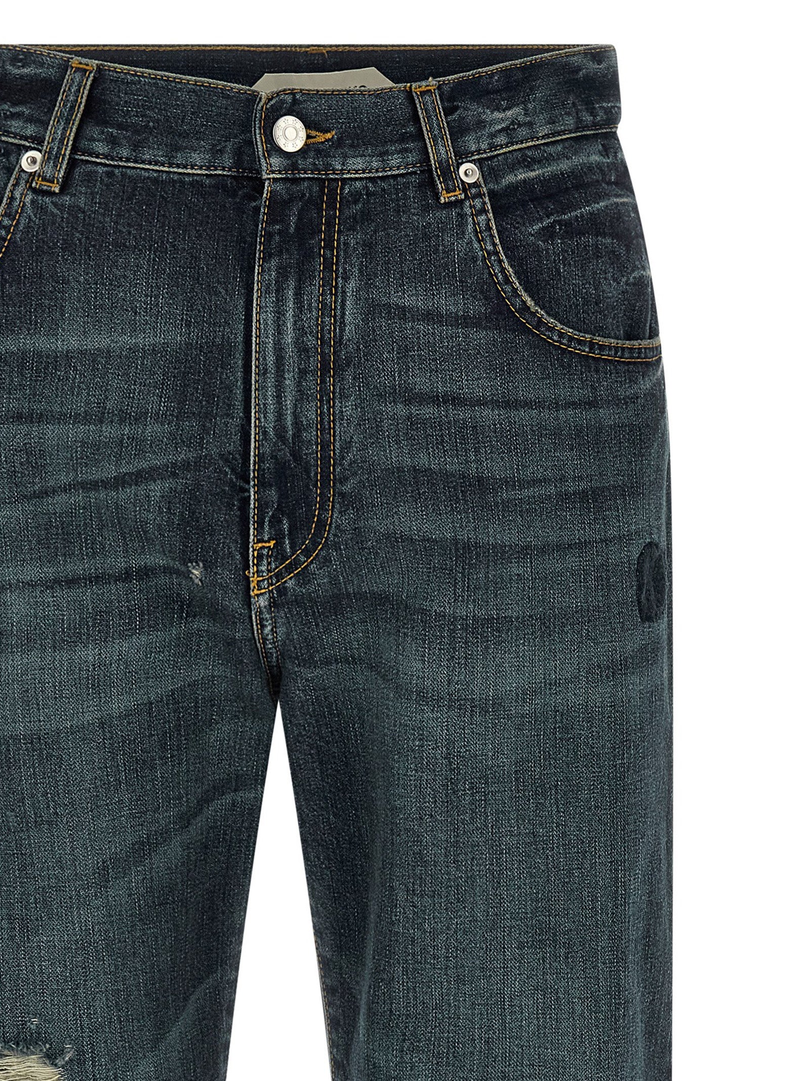 Namacheko Blue Cotton Straight-Leg Jeans