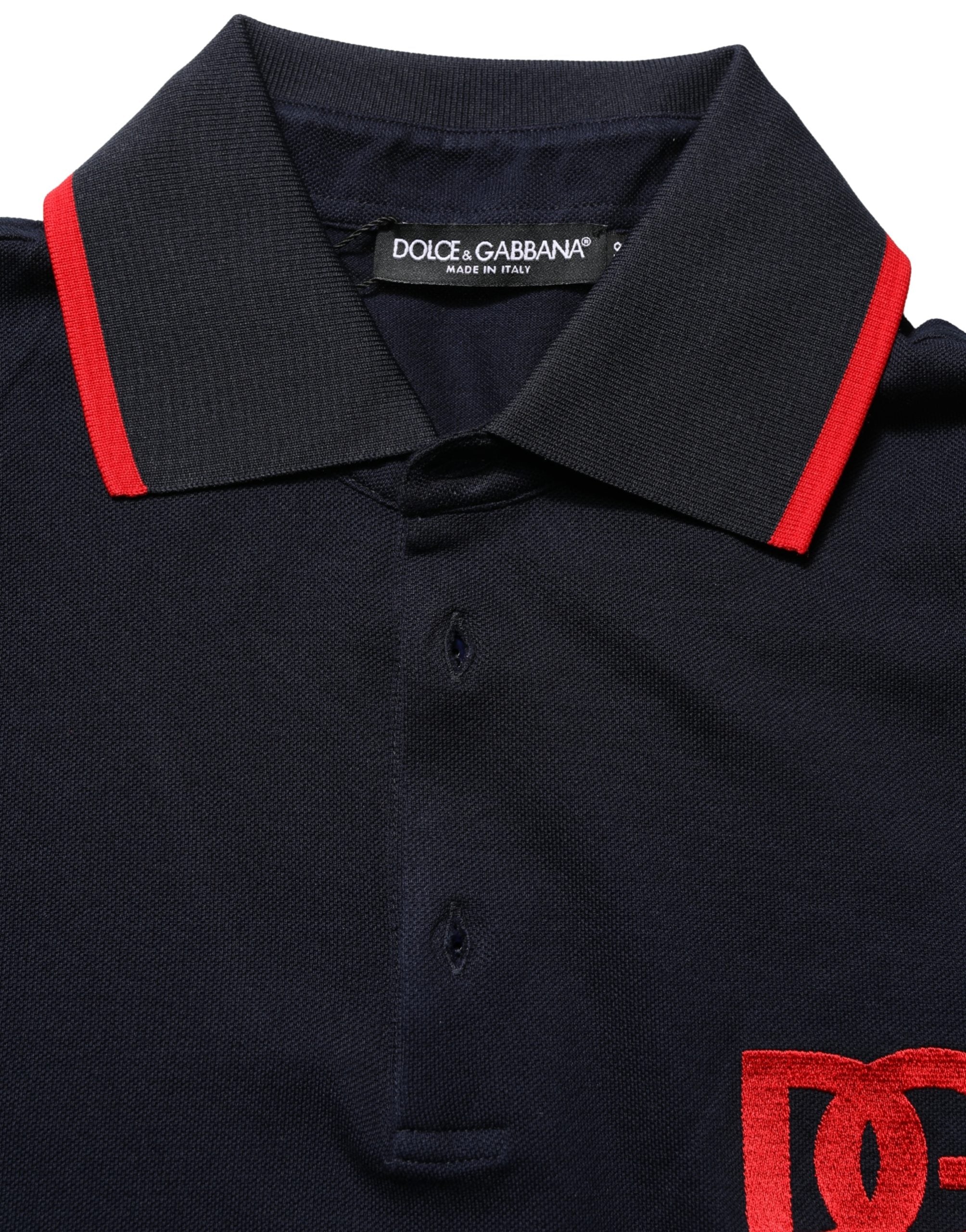 Dolce & Gabbana Black DG Logo Print Short Sleeve Polo T-shirt