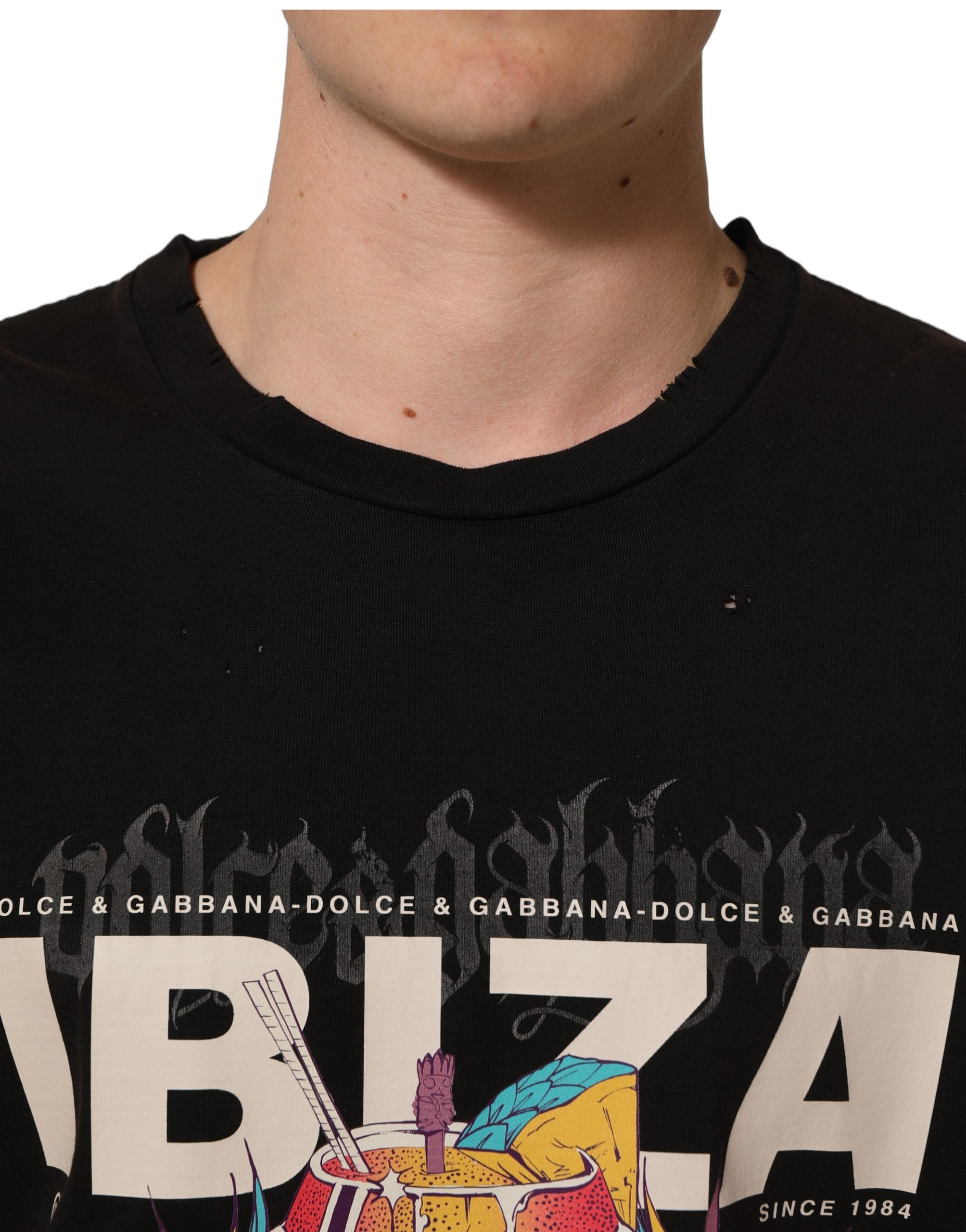 Dolce & Gabbana Black Tropical "IBIZA" Men Crew Neck T-shirt