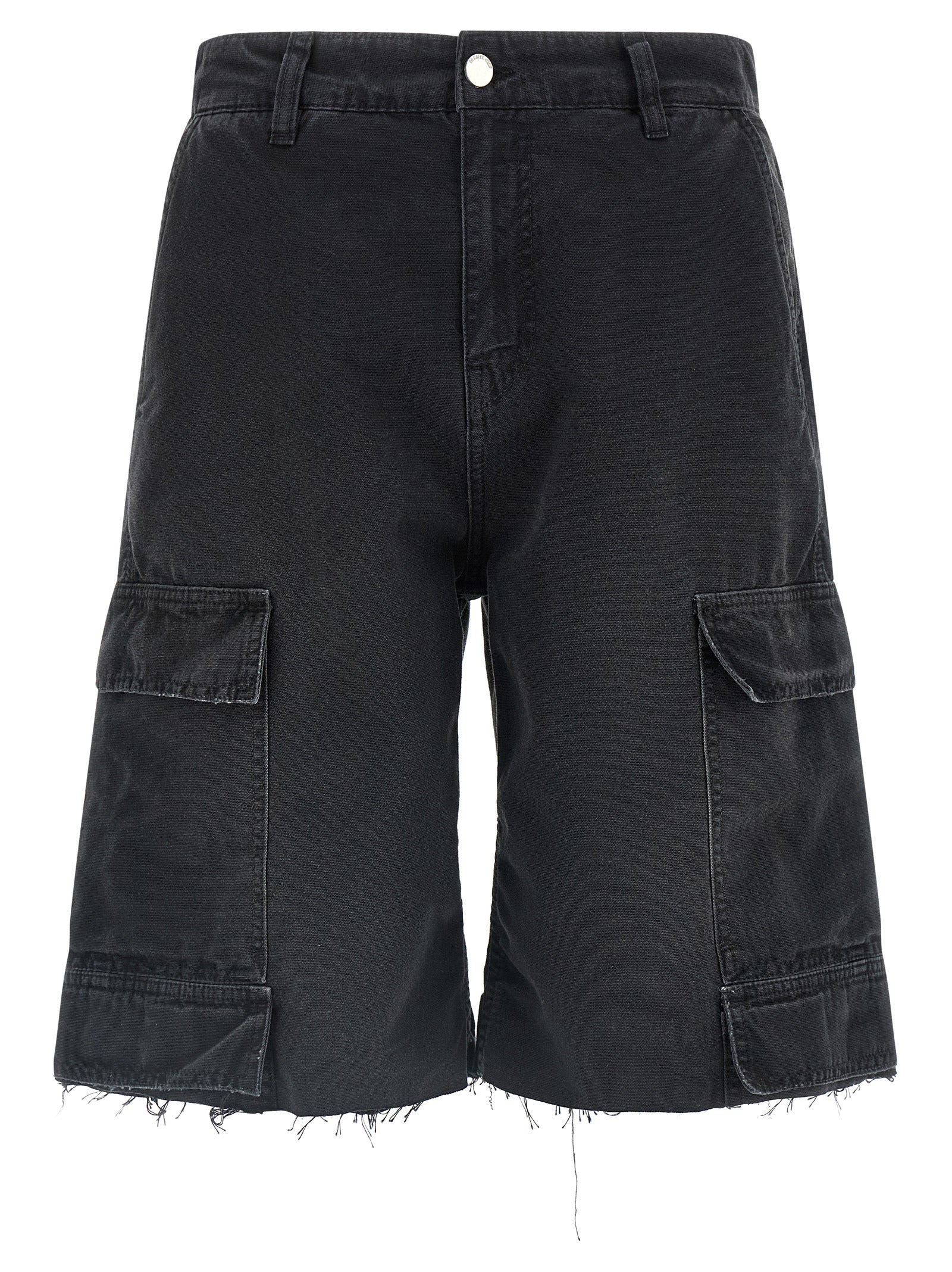 44 Label Group Black Cotton Bermuda Shorts