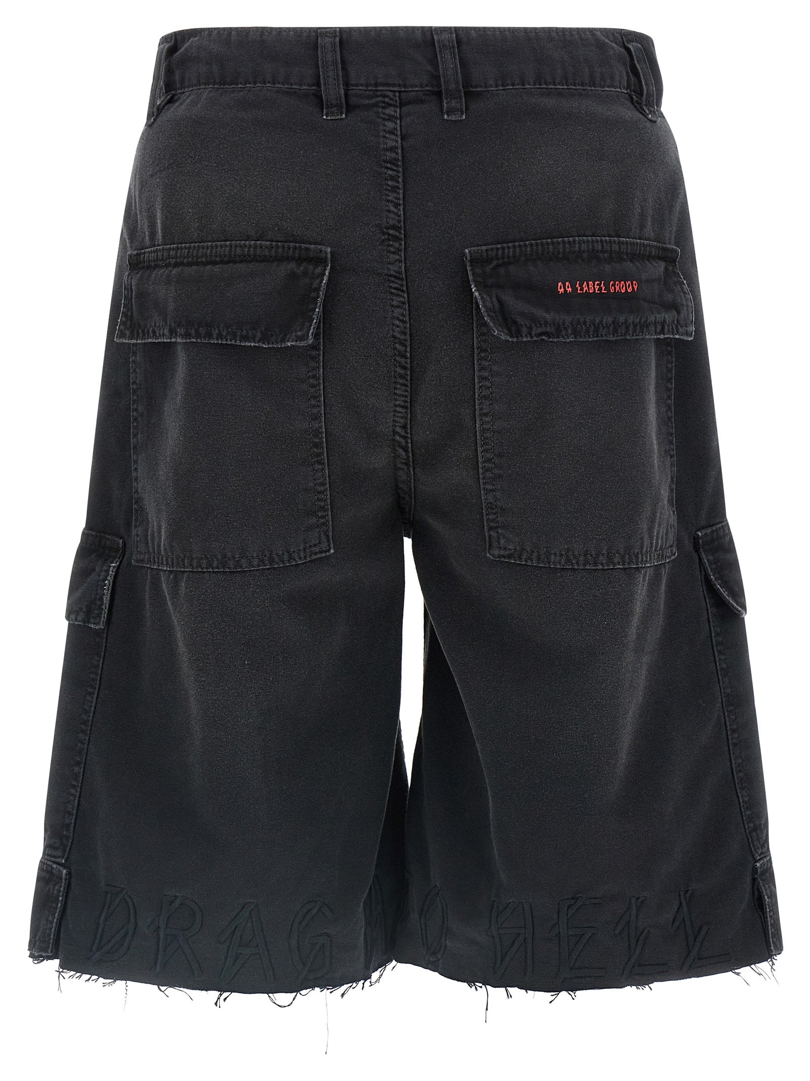 44 Label Group Black Cotton Bermuda Shorts