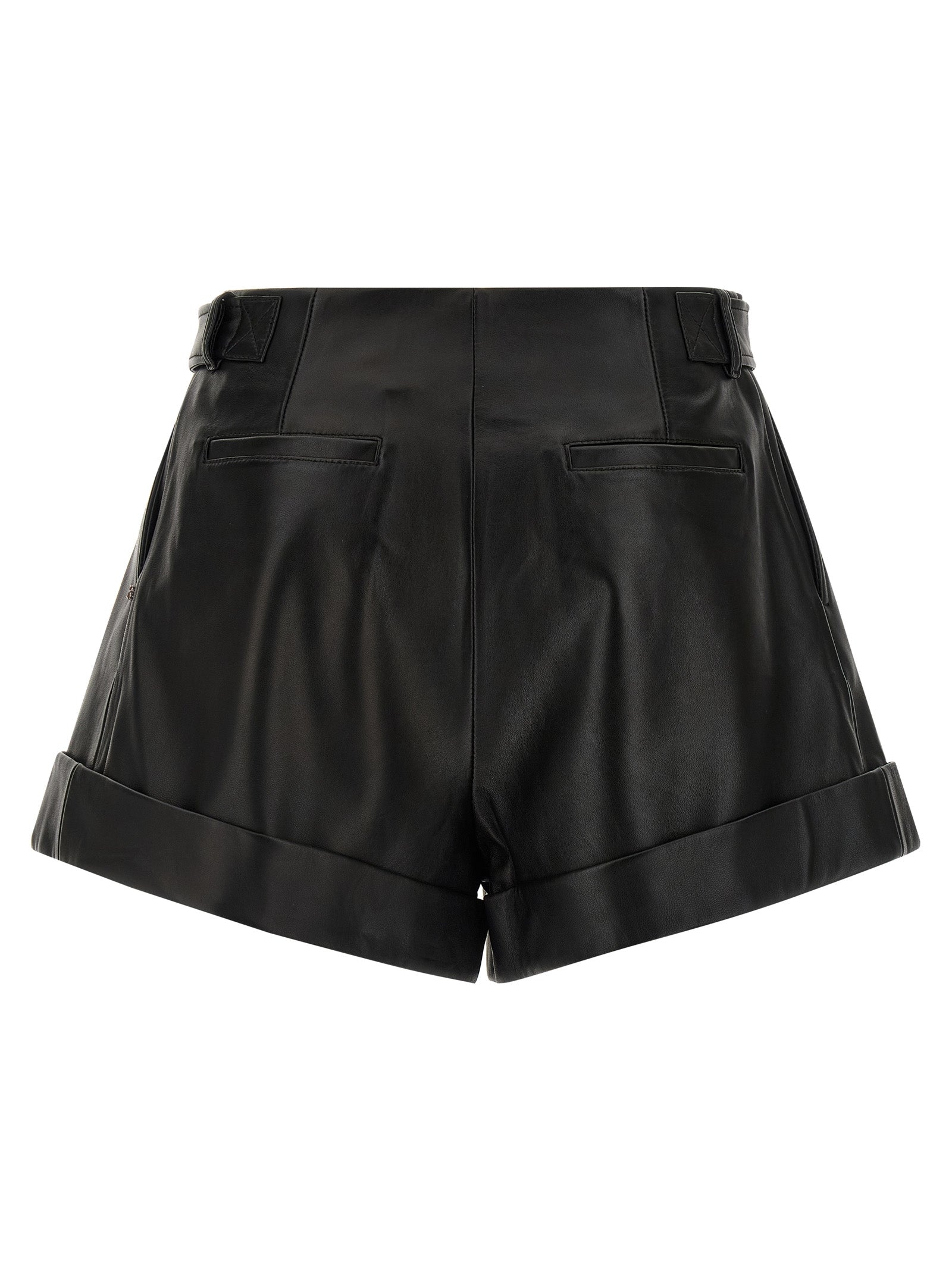 Sportmax Black Lamb Leather Bermuda Shorts