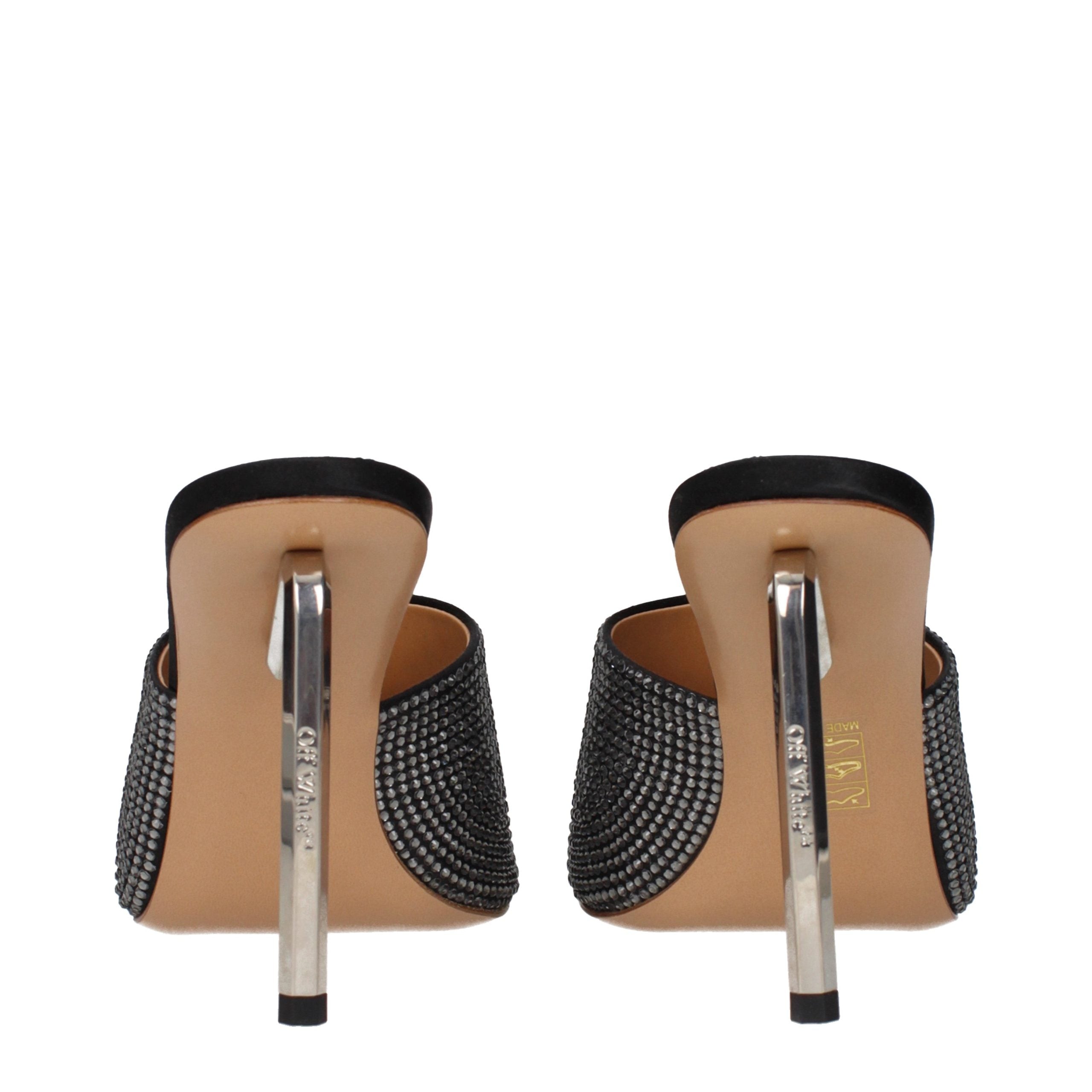 Off-White Black Satin Stiletto Heel Sandals