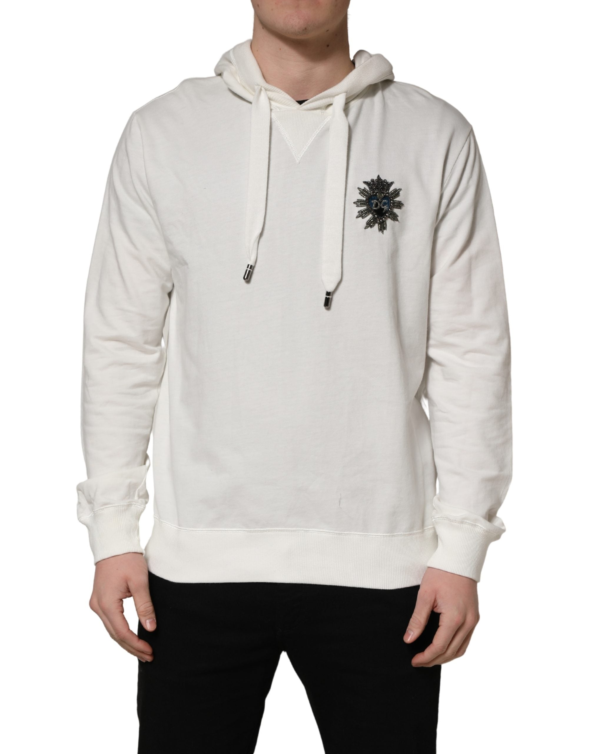 Dolce & Gabbana White Cotton Hooded Sweatshirt Sweater
