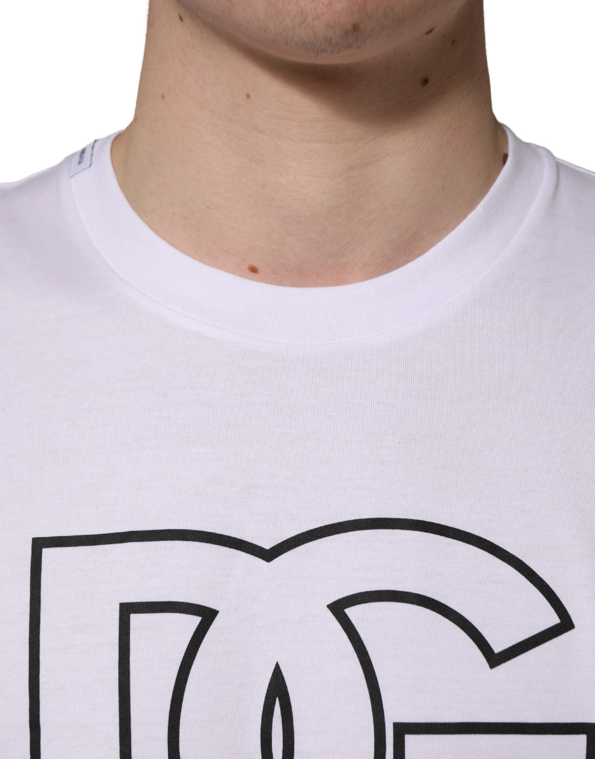 Dolce & Gabbana White DG Logo Print Short Sleeves Men T-shirt