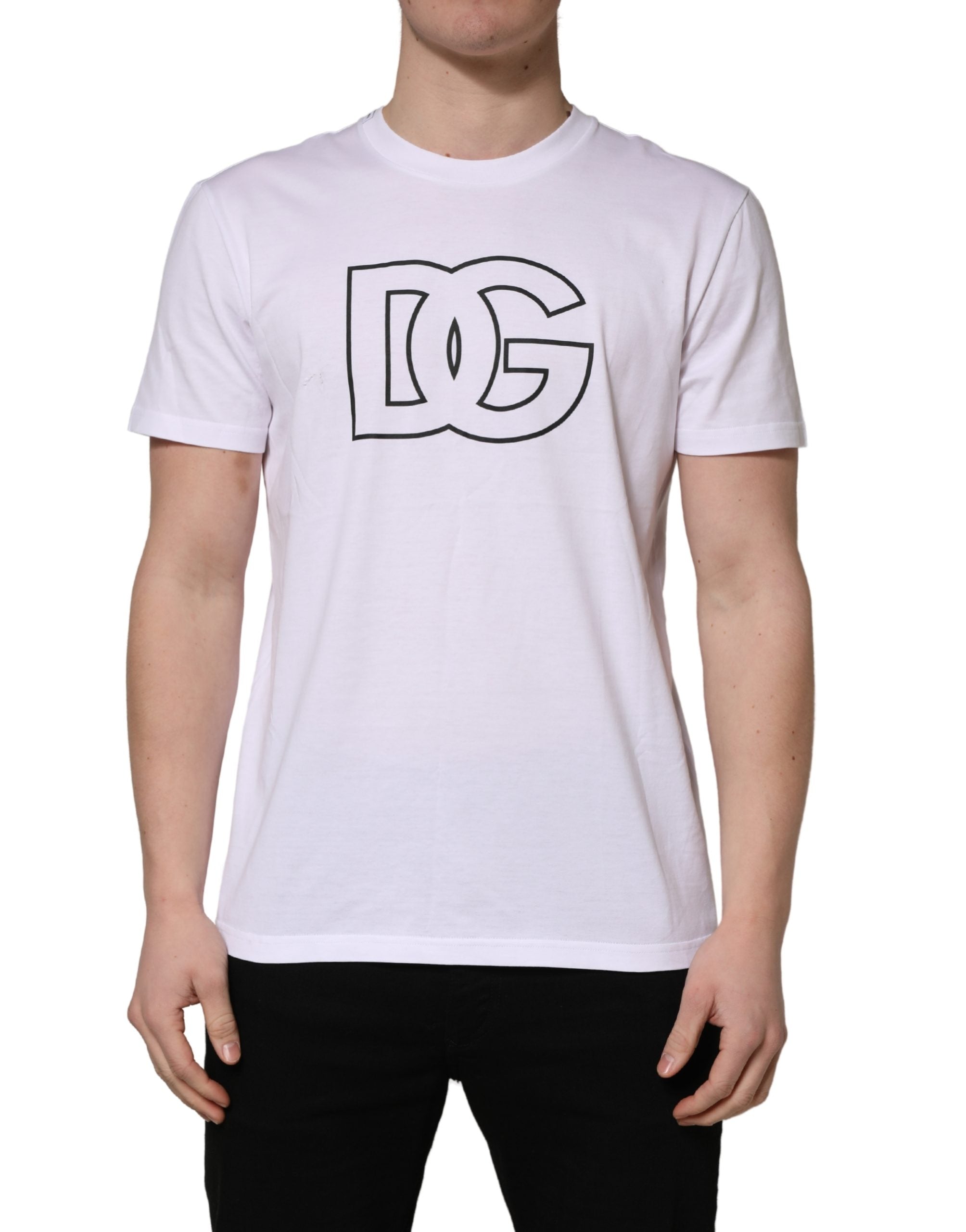 Dolce & Gabbana White DG Logo Print Short Sleeves Men T-shirt