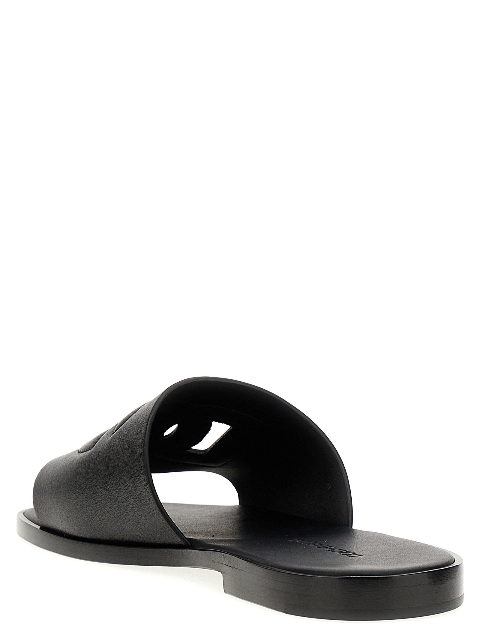 Dolce & Gabbana Black Leather Slides