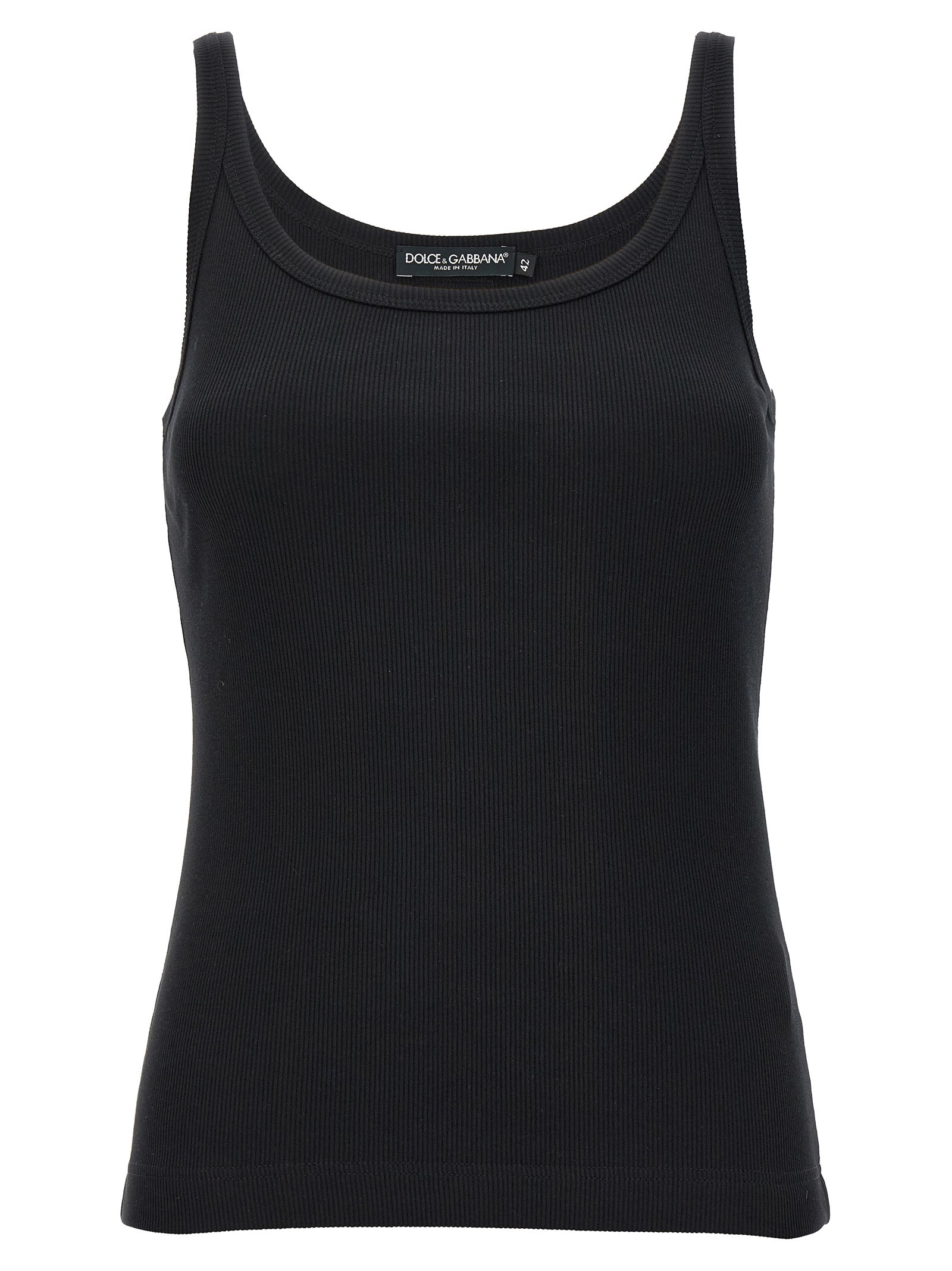 Dolce & Gabbana Black Cotton Tank Tops