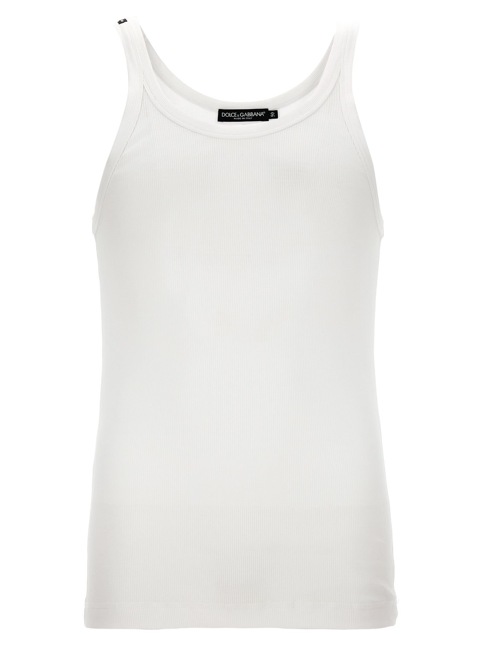 Dolce & Gabbana White Cotton Tank Tops