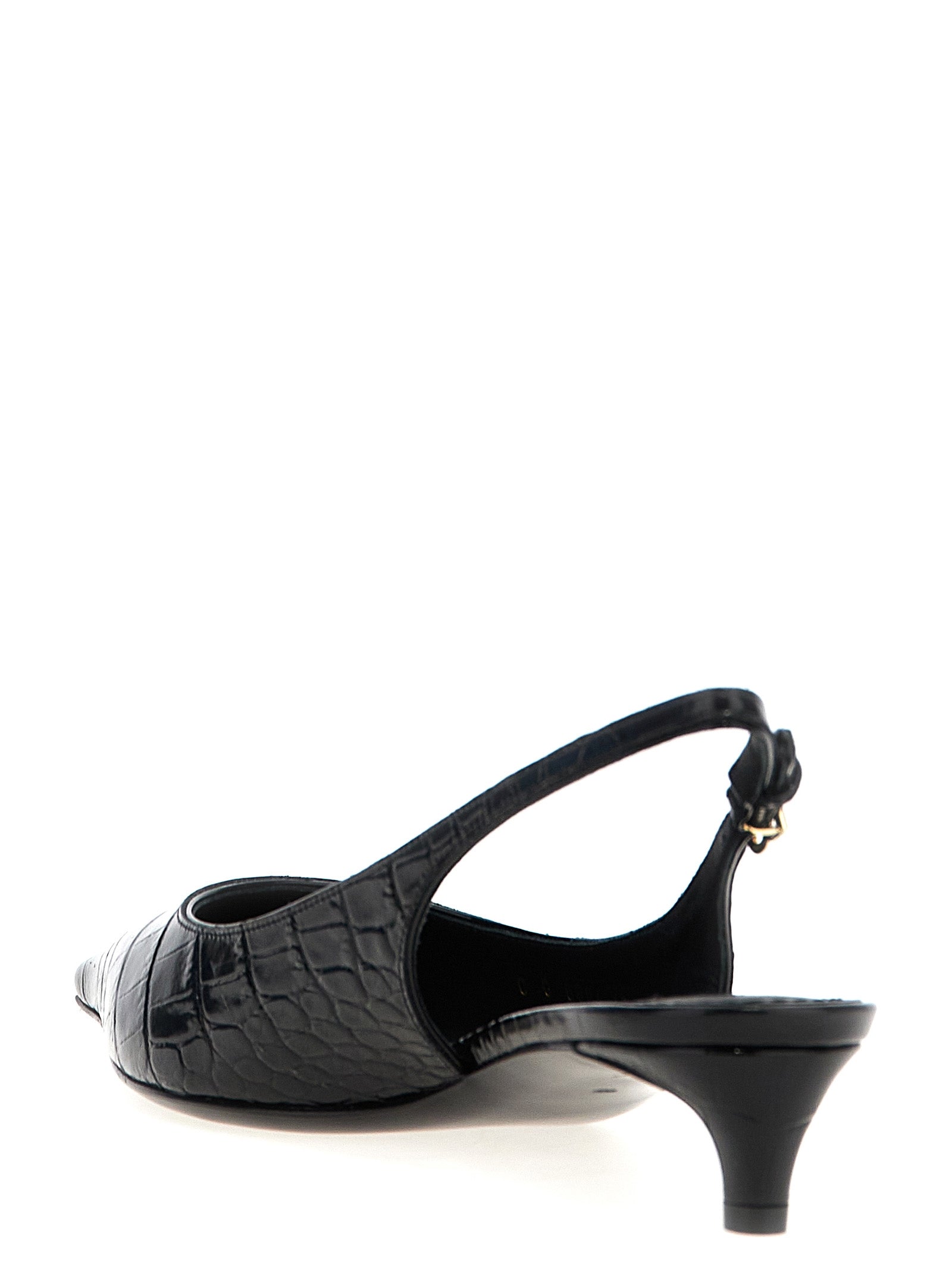 Dolce & Gabbana Black Calfskin Mid Heel Pumps