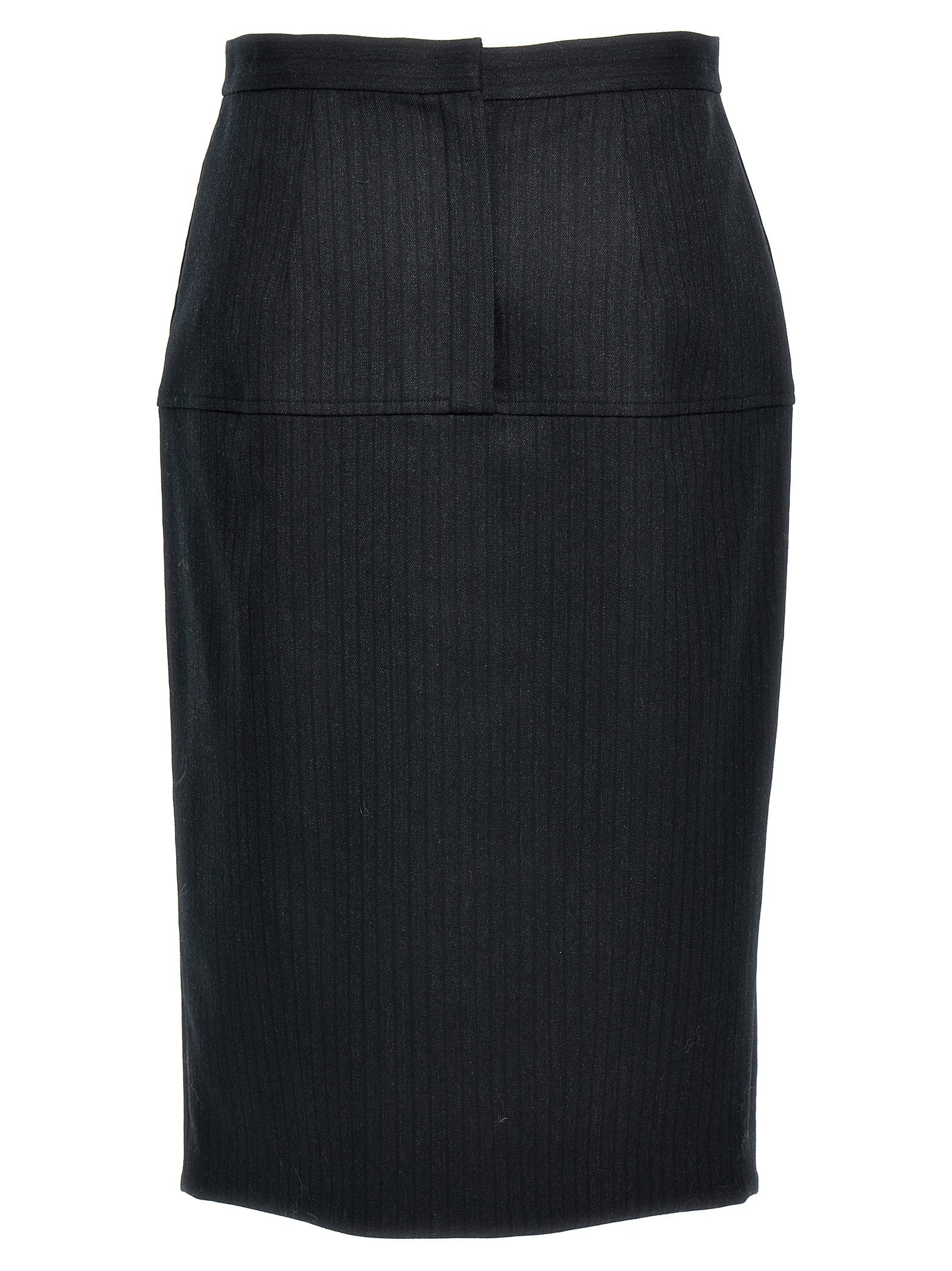 Fendi Gray Virgin Wool Midi Skirt