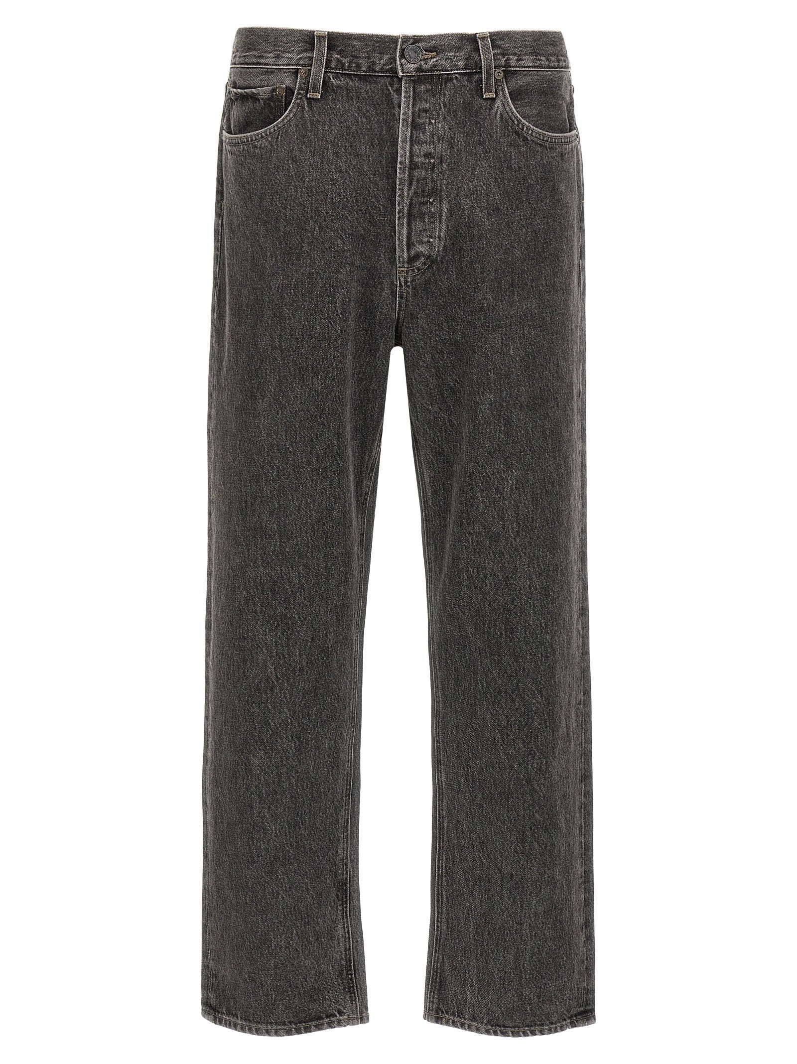 Agolde Gray Cotton Straight-Leg Jeans