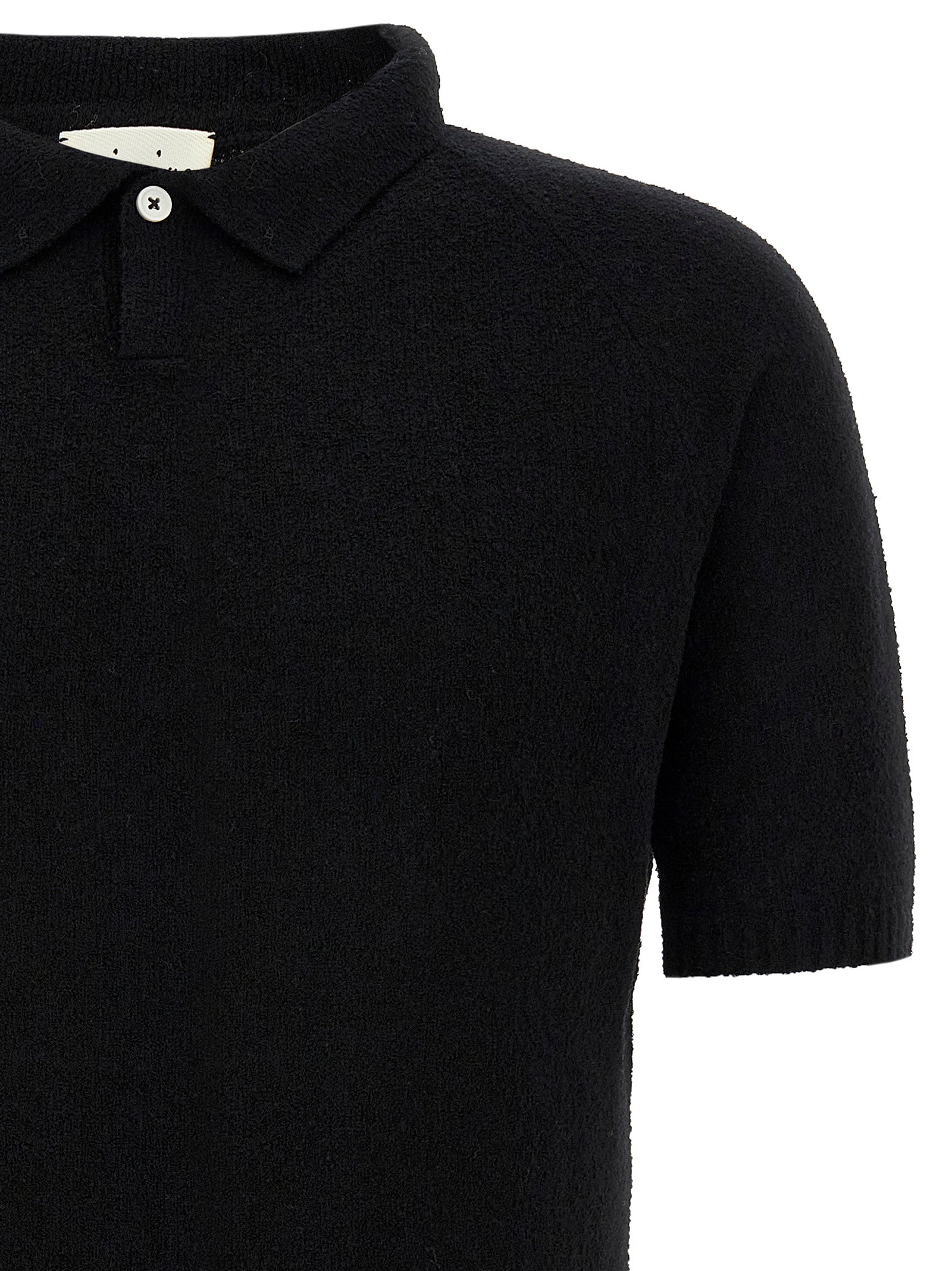 MA'RY'YA Black Cotton Polo Shirt
