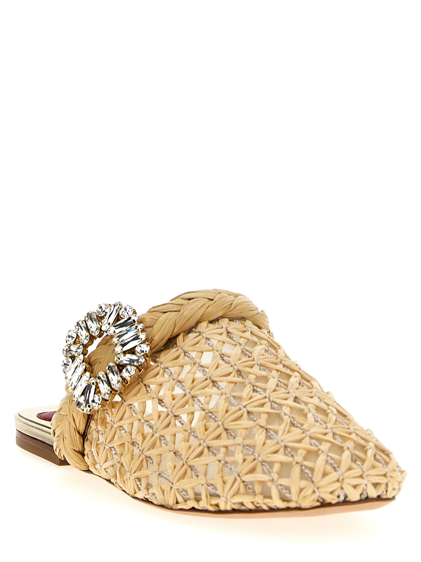 Roger Vivier Beige Raffia Mules