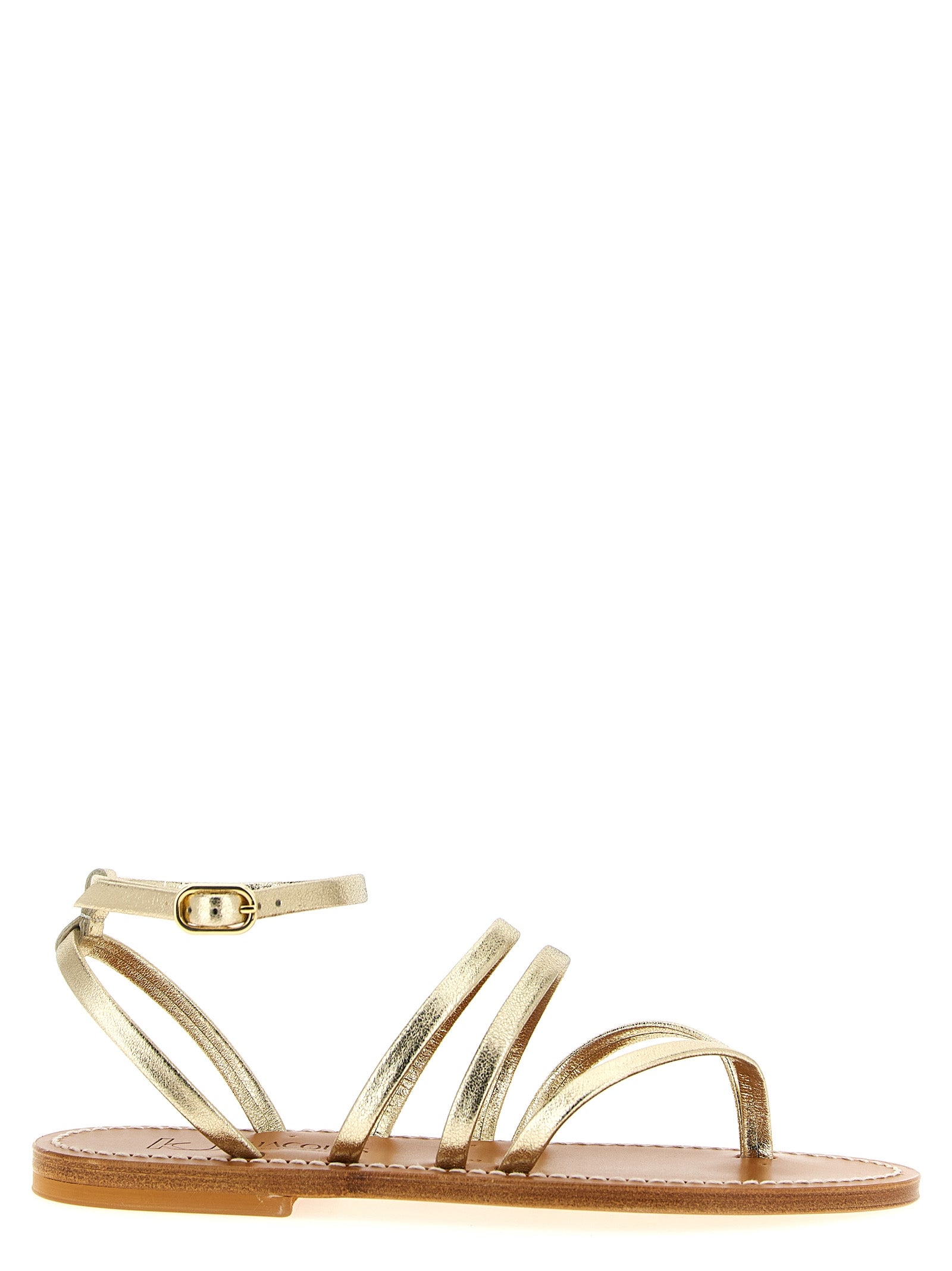 K.JACQUES SAINT TROPEZ Gold Cowhide Flat Sandals