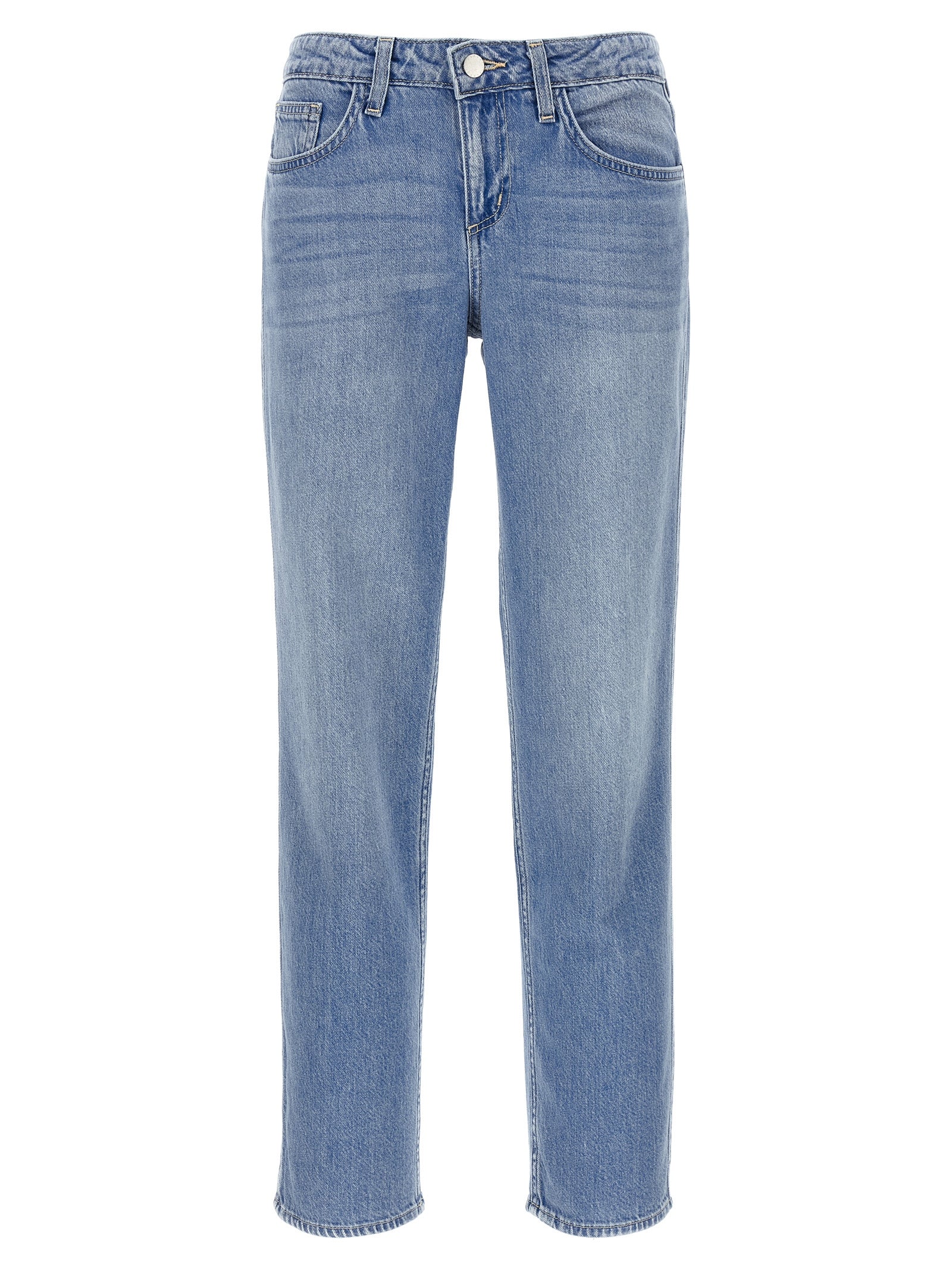 L'Agence Blue Cotton Straight-Leg Jeans