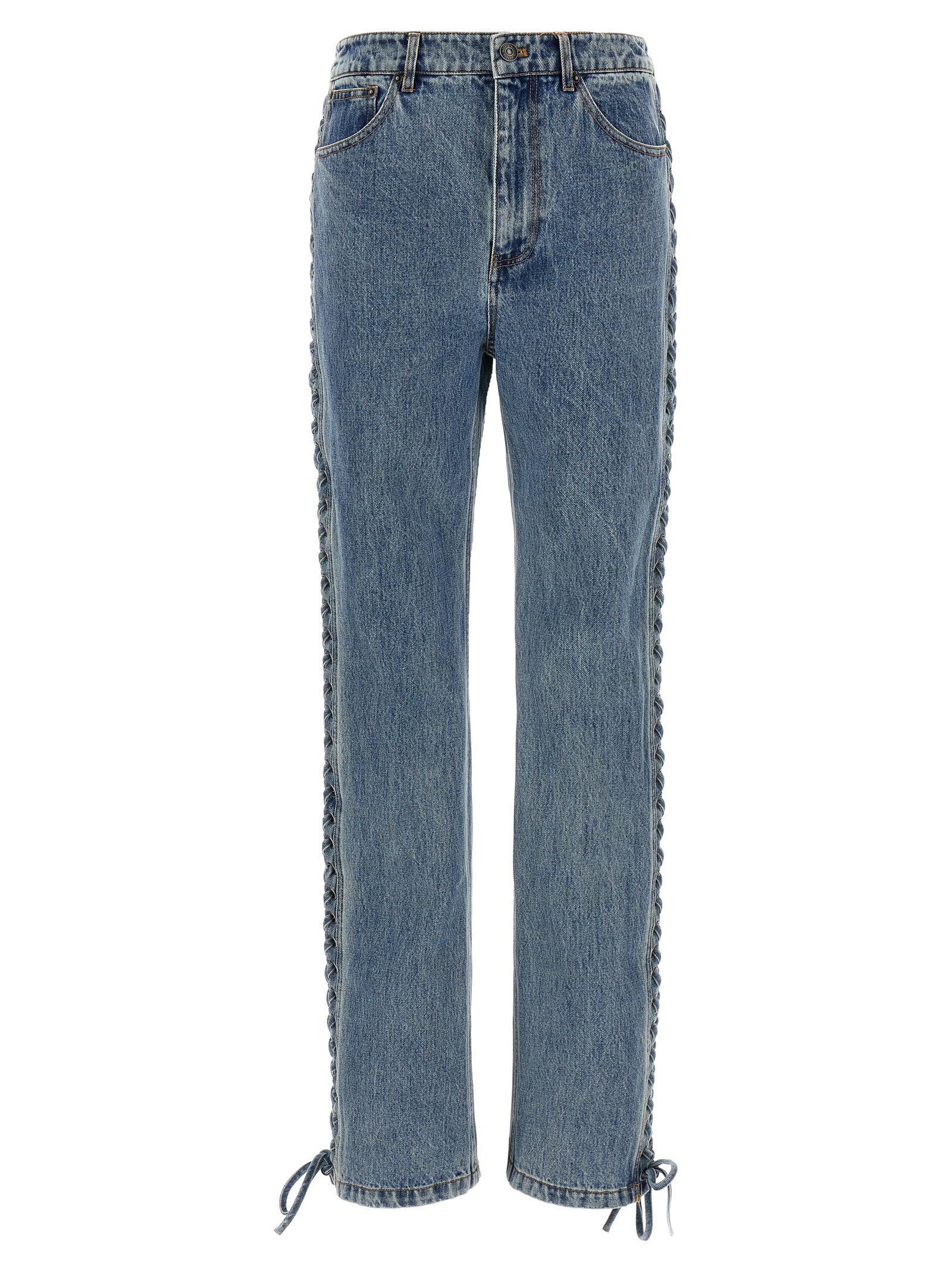 ROTATE BIRGER CHRISTENSEN Blue Cotton Straight-Leg Jeans