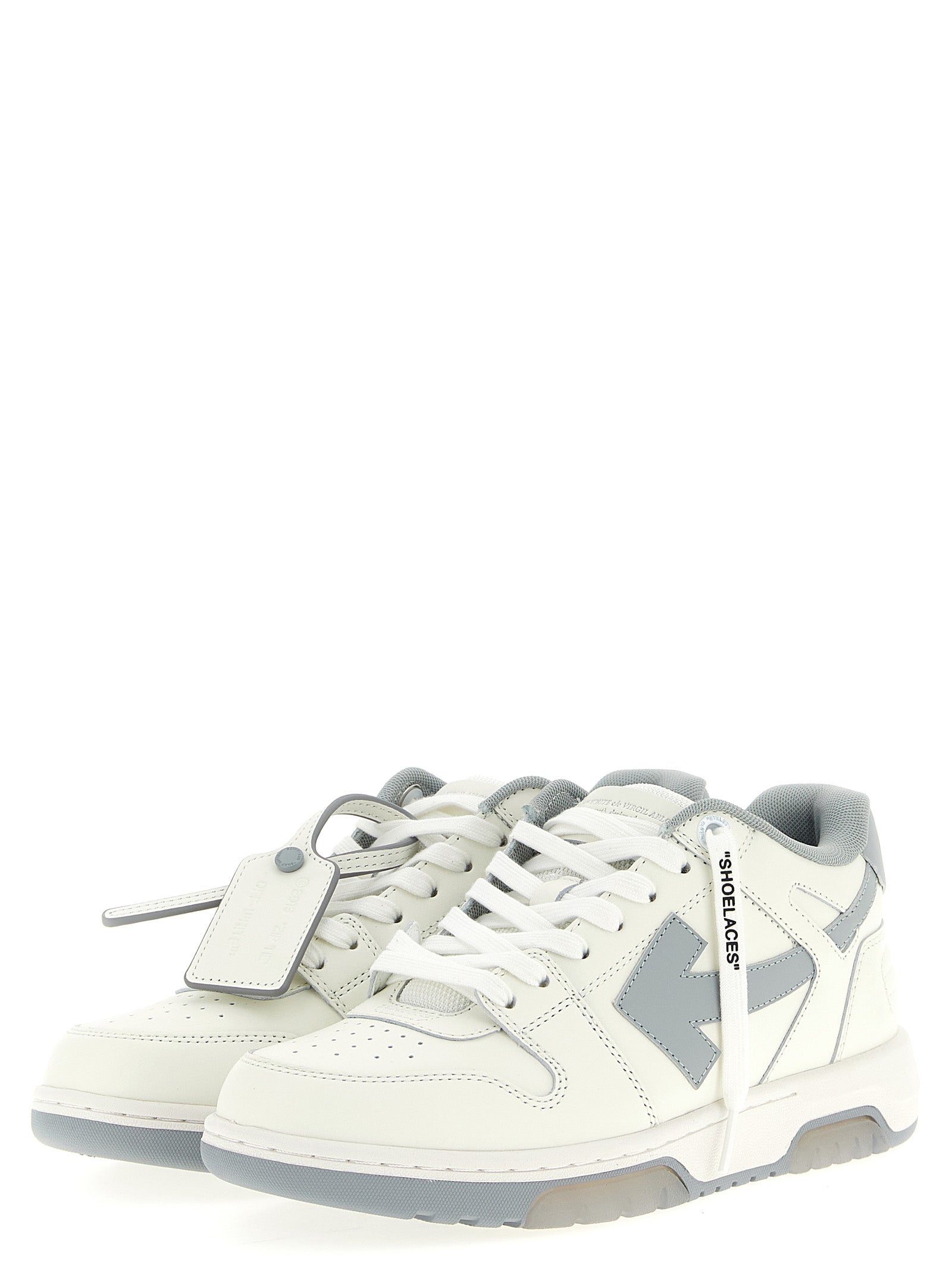 Off-White Gray Leather Low Top Sneakers
