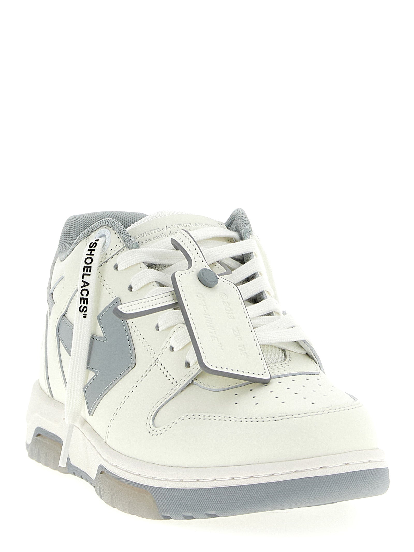 Off-White Gray Leather Low Top Sneakers