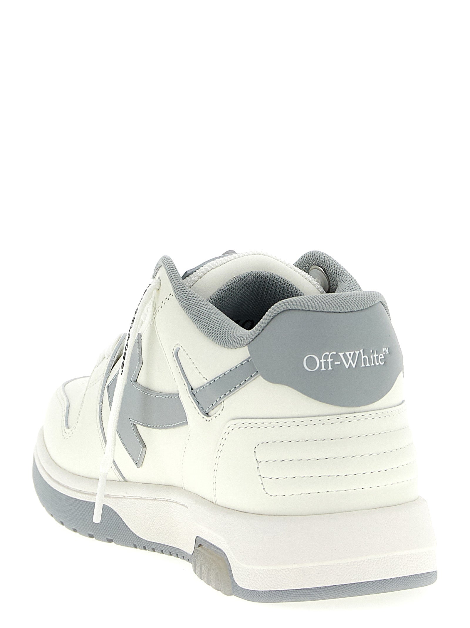 Off-White Gray Leather Low Top Sneakers