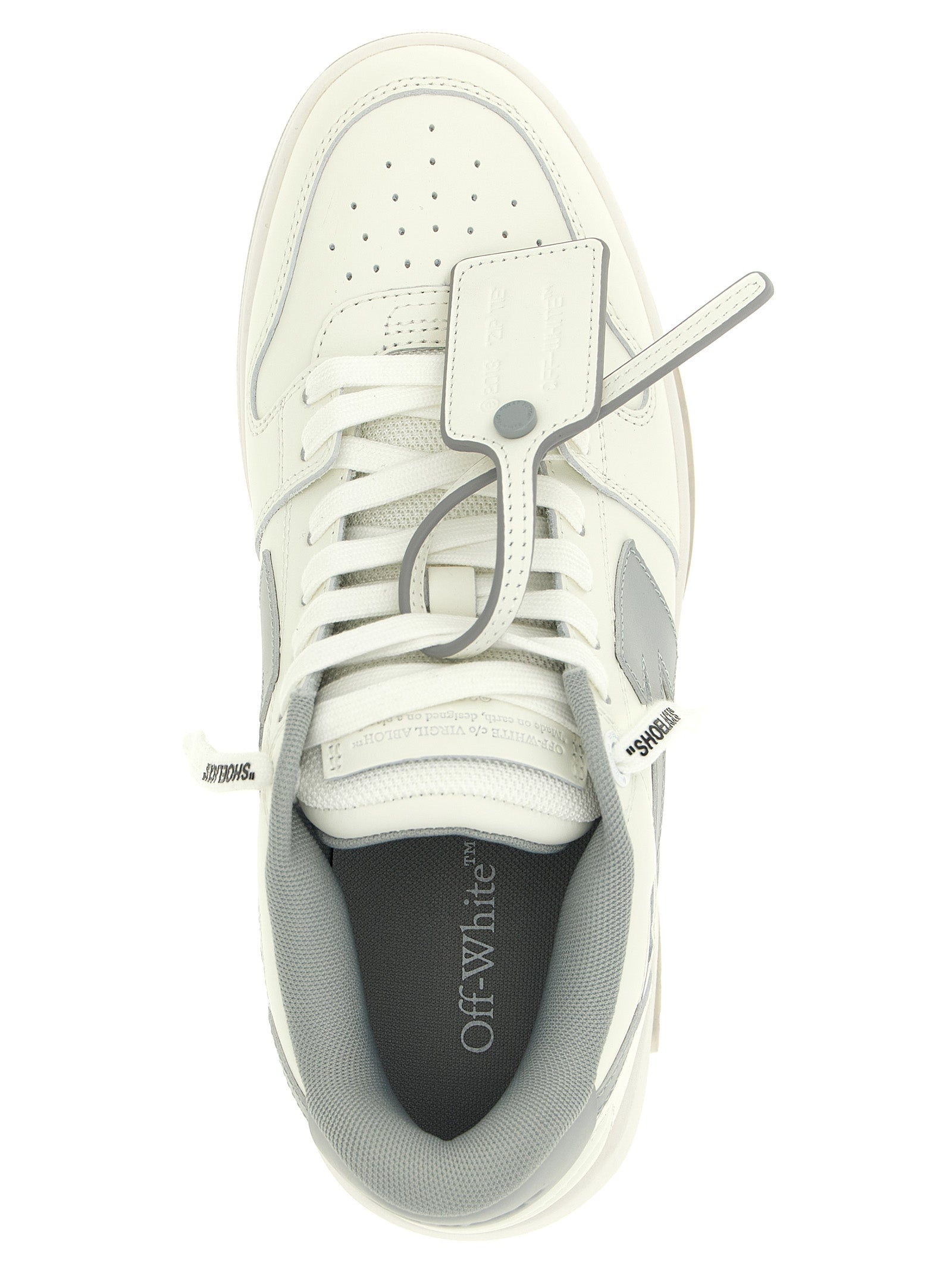 Off-White Gray Leather Low Top Sneakers