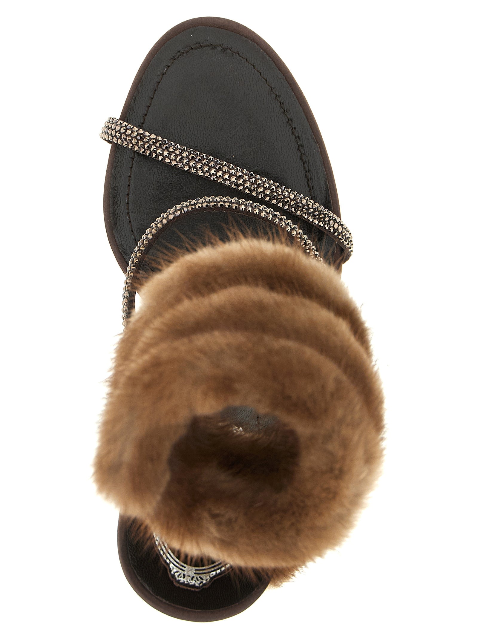 RENE CAOVILLA Brown Satin Stiletto Heel Sandals