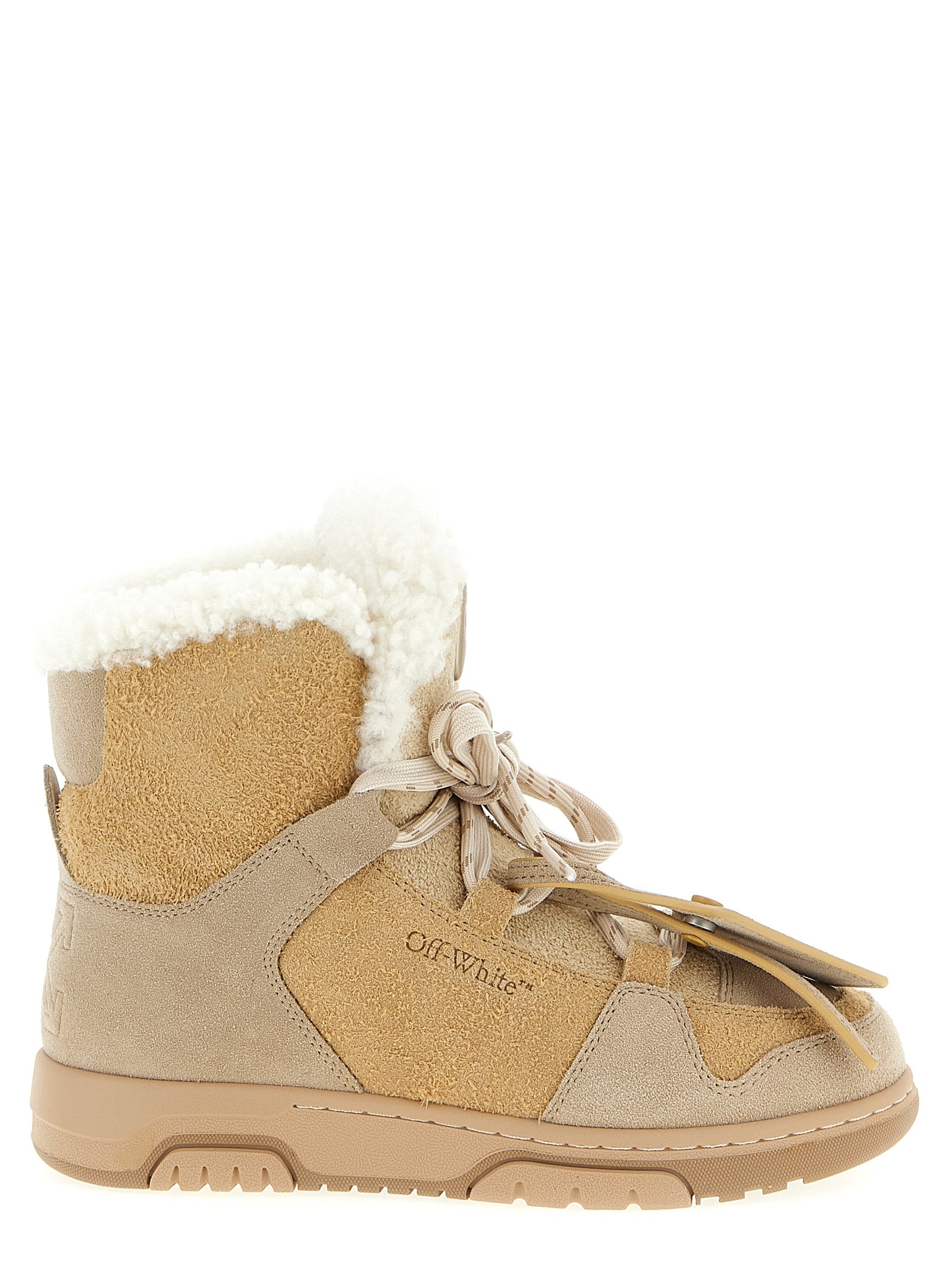 Off-White Beige Calfskin Ankle Boots