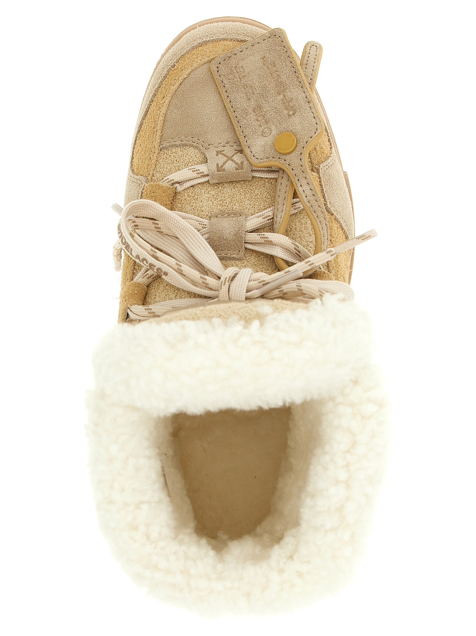 Off-White Beige Calfskin Ankle Boots