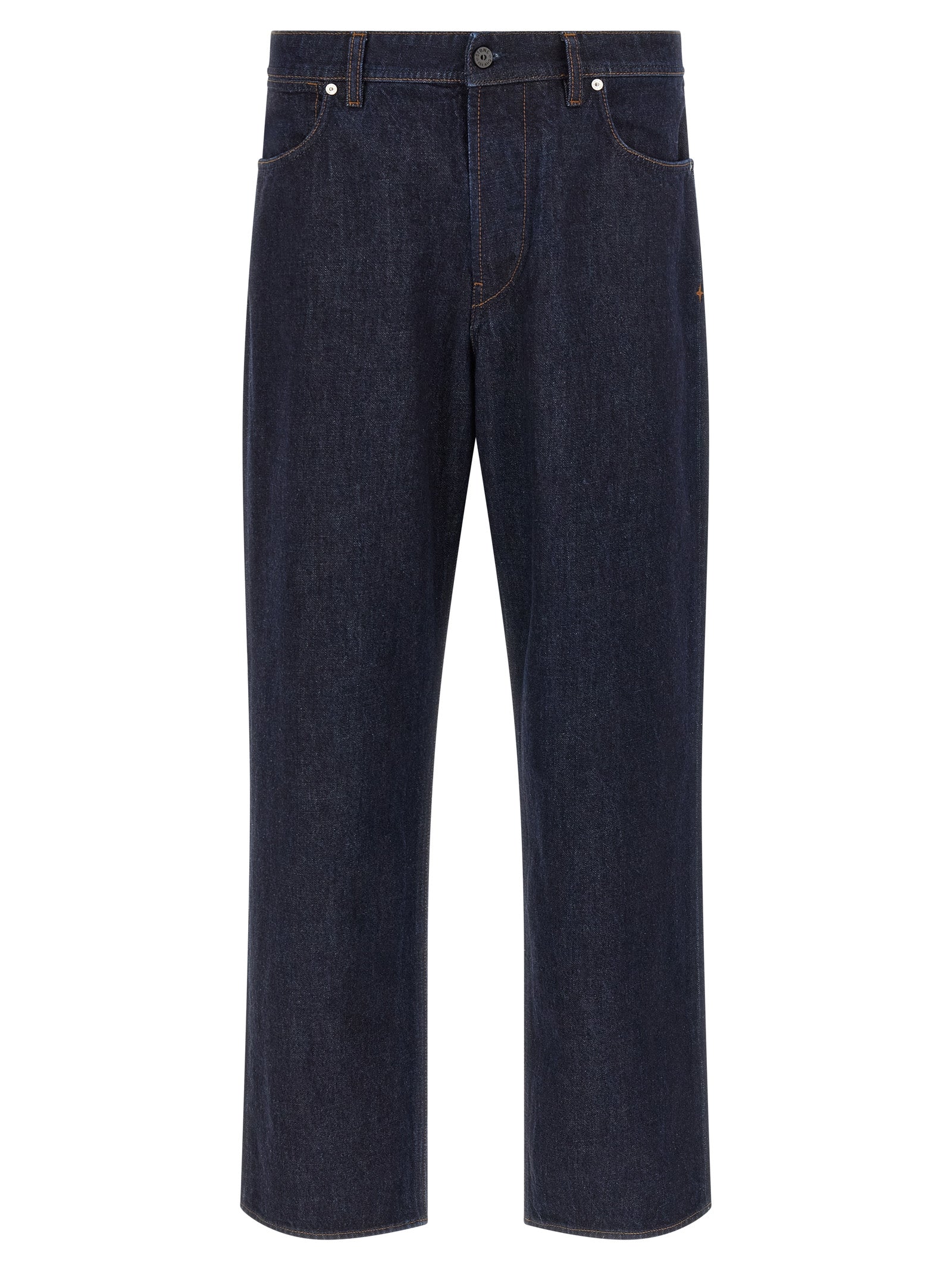 Stone Island Blue Cotton Straight-Leg Jeans