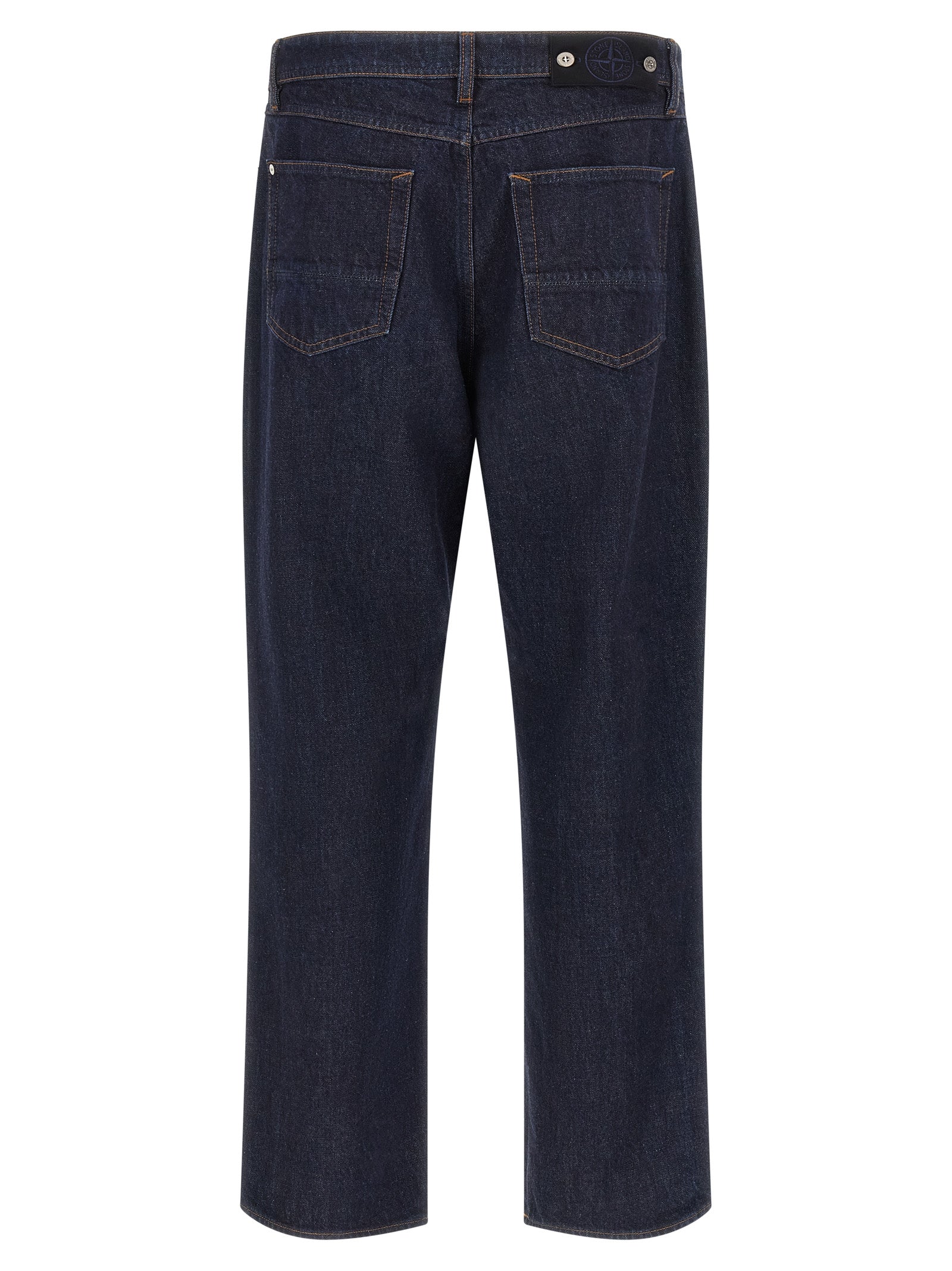 Stone Island Blue Cotton Straight-Leg Jeans
