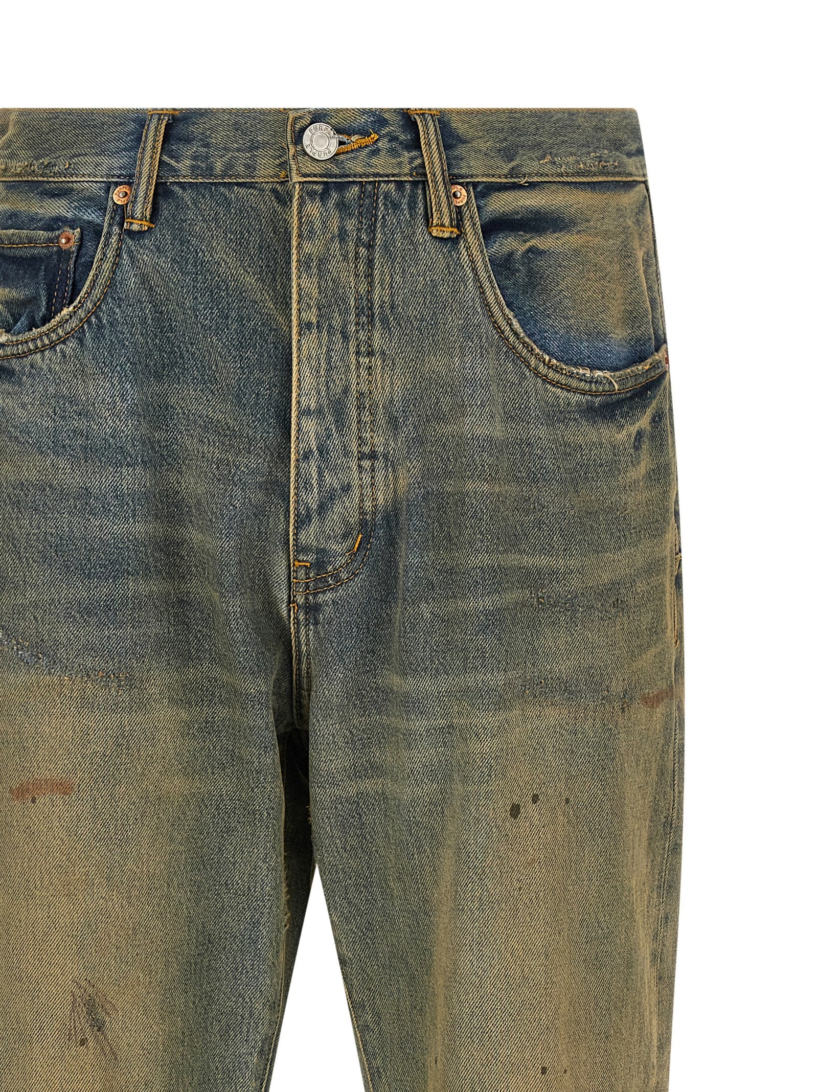 PURPLE Bicolor Cotton Straight-Leg Jeans