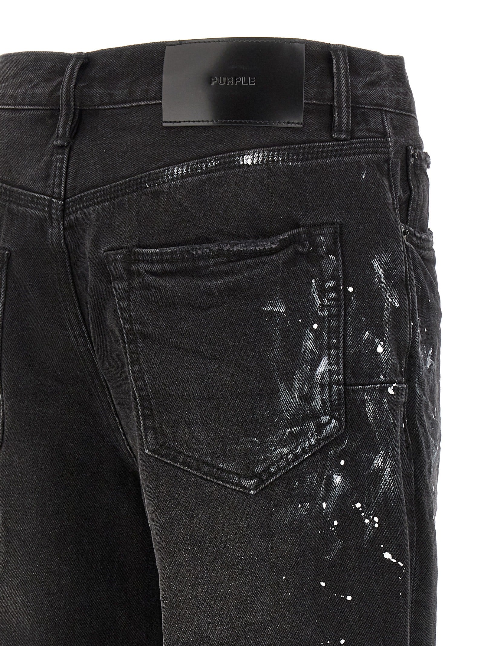 PURPLE Black Cotton Straight-Leg Jeans