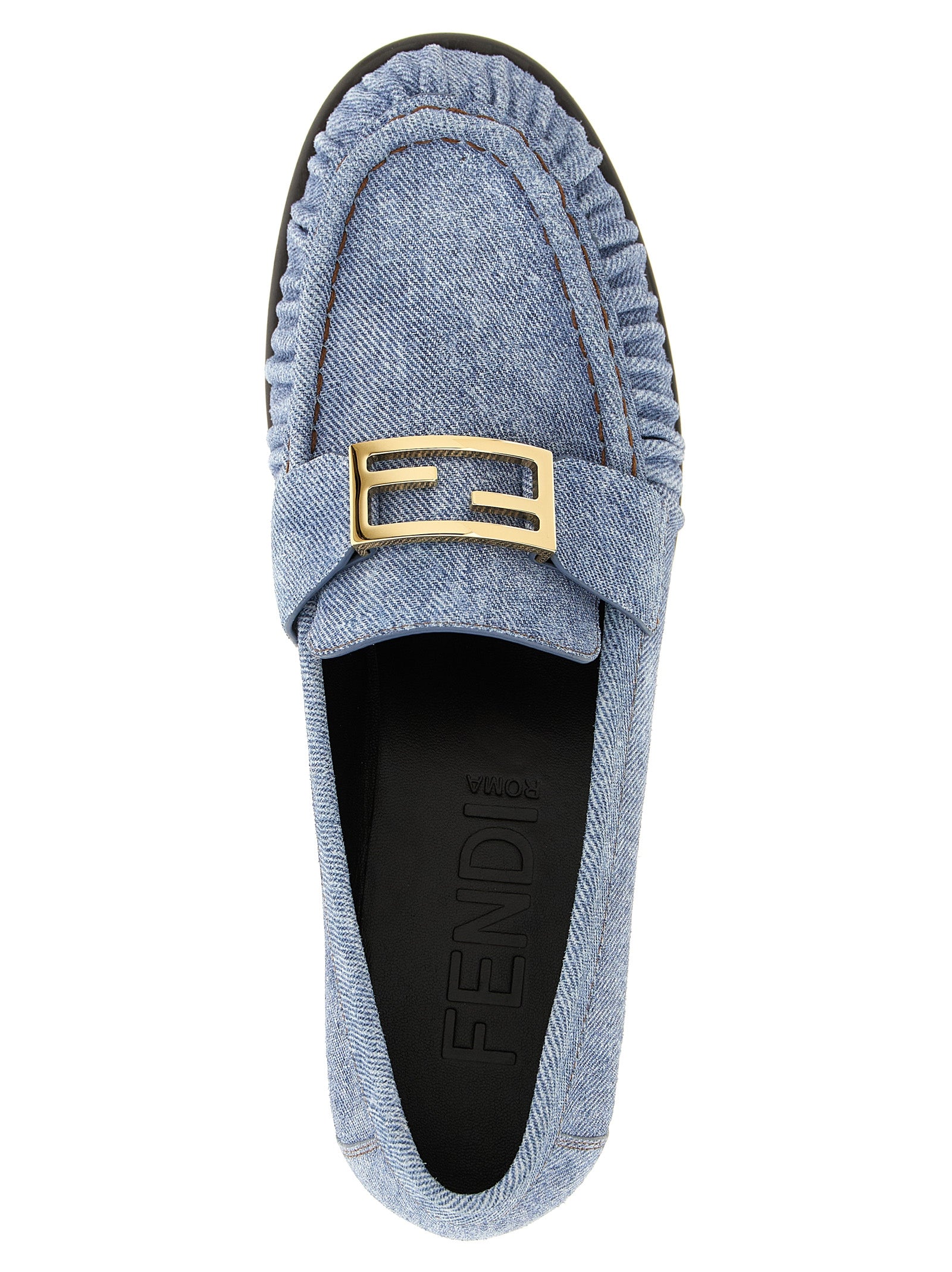 Fendi Blue Calfskin Slip-On Loafers