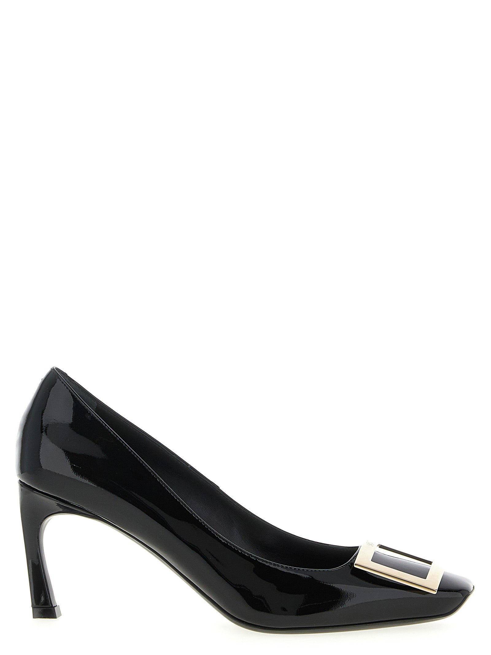 Roger Vivier Black Calfskin Mid Heel Pumps