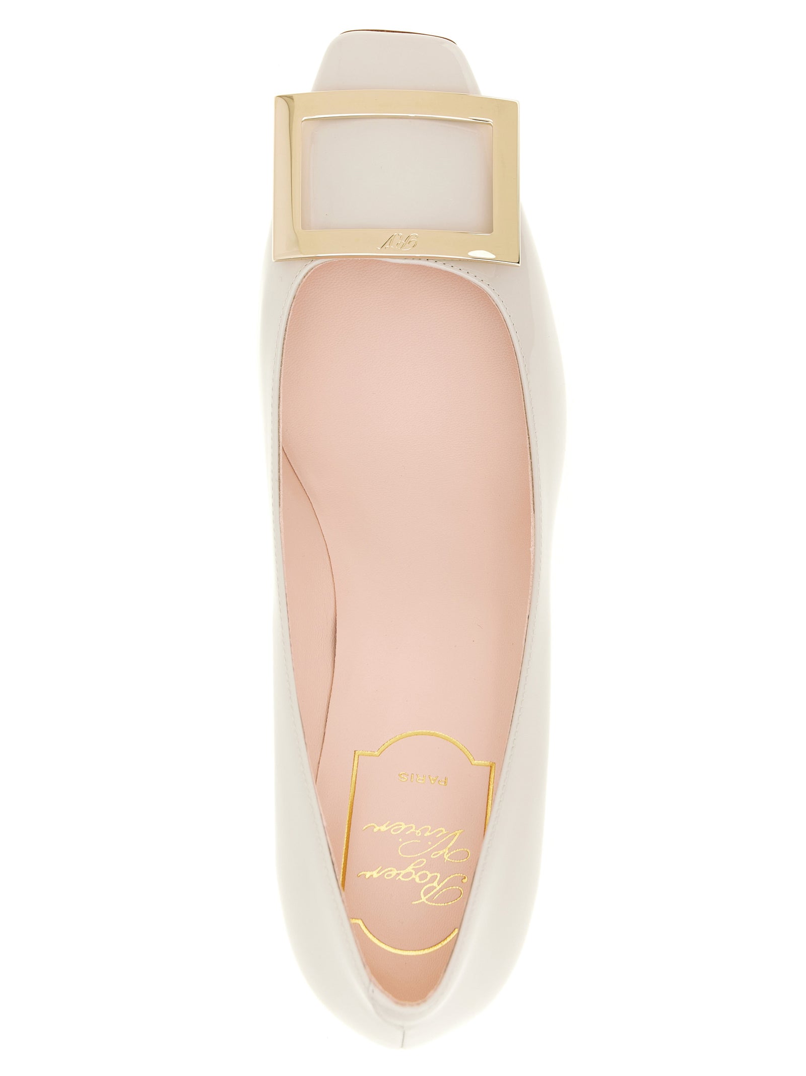 Roger Vivier White Calfskin Mid Heel Pumps